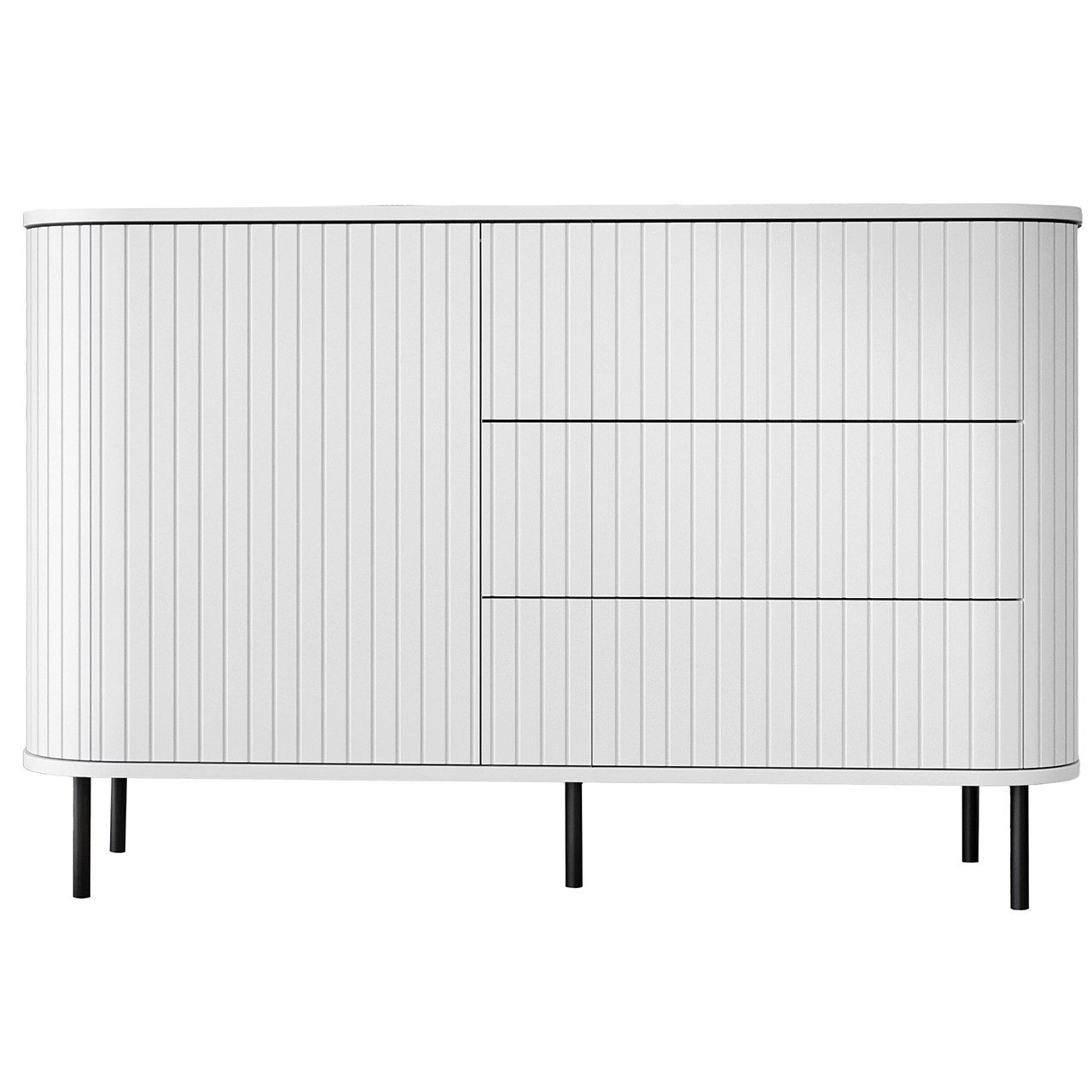 MOEBLINE Kommode Sideboard Beistellkommode 1D3SZ ZILLO NC weiß mit schwarzen Füße