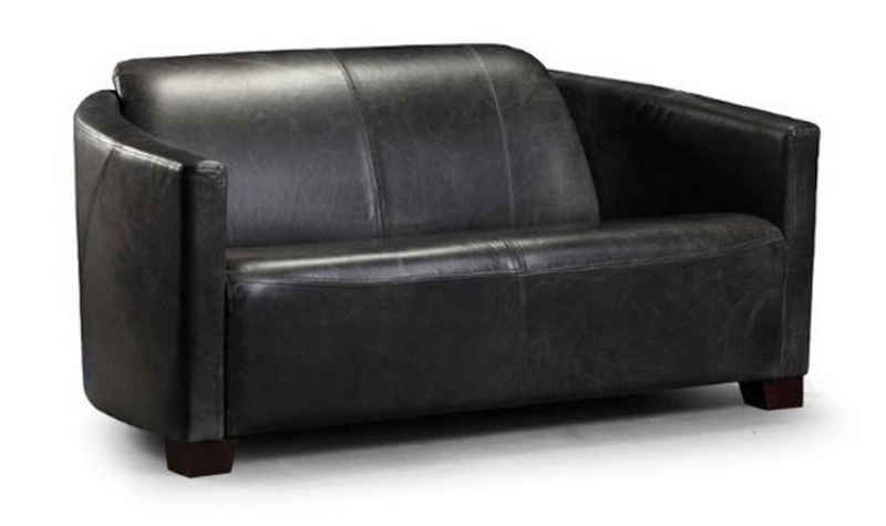 Casa Padrino 2-Sitzer Luxus Leder 2er Sofa Vintage Schwarz / Dunkelbraun 130 x 83 x H. 70 cm - Echtleder Wohnzimmer Sofa - Wohnzimmer Möbel - Luxus Kollektion