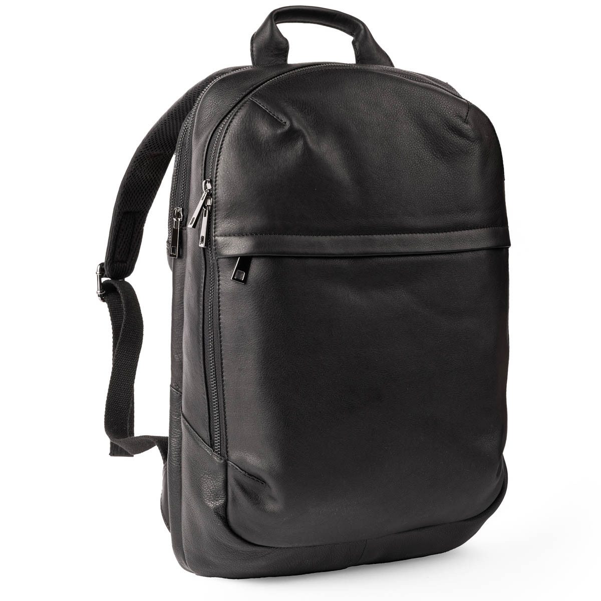 Laptoprucksack Accezz Leather Laptop Rucksack 16 Zoll - Schwarz