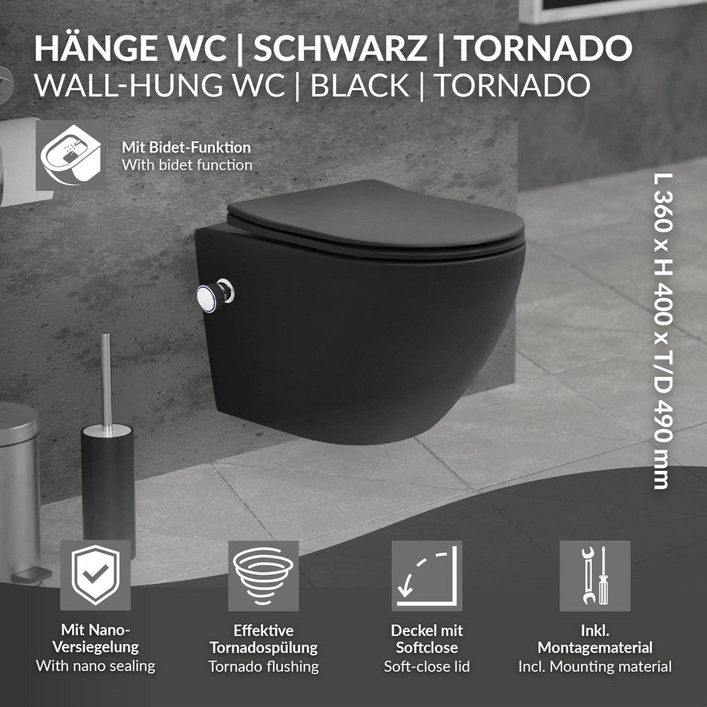 LuxeBath Tiefspül-WC Spülrandloses Wand Hänge WC günstig online kaufen