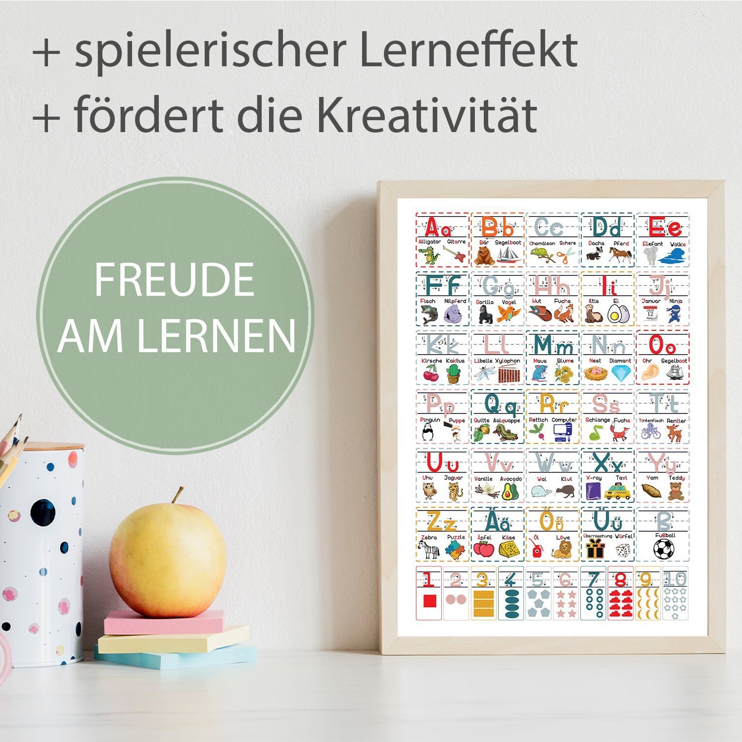Tigerlino Poster Grundschrift Poster ABC Zahlen & Alphabet Lernhilfe günstig online kaufen