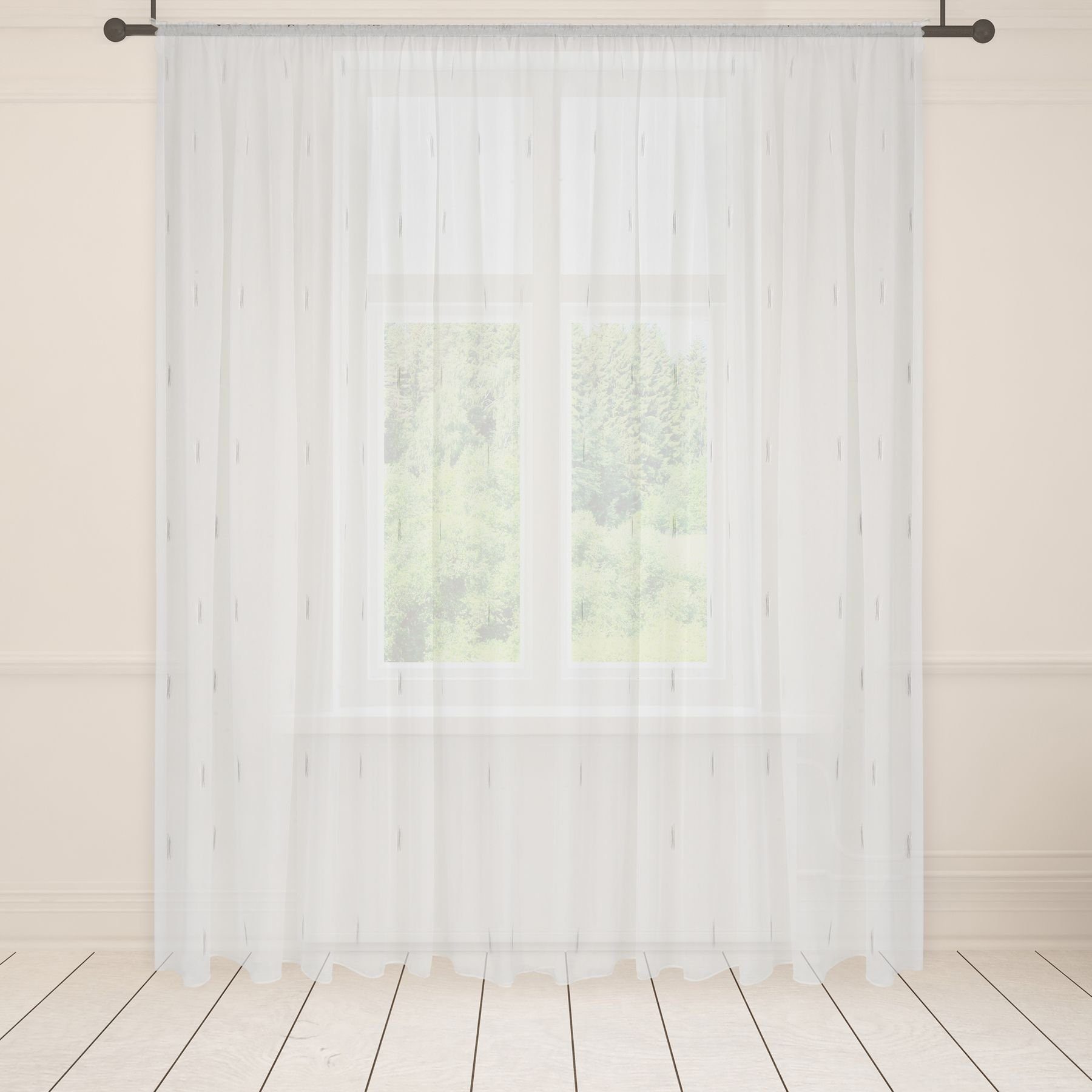 Asphald Gardine auf Maß Scherli mit Muster Voile Vorhang Kräuselband Universalband (1 St), Kräuselband, transparent