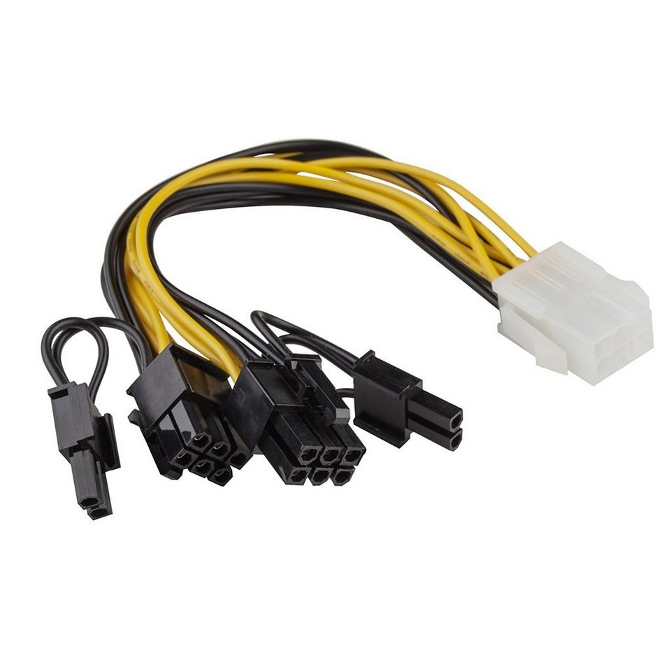 adaptare adaptare 36052 Grafikkarten-Stromadapter (PCI-e, 6-polig weiblich  auf Computer-Kabel, 20 cm Grafikkarten-Y-Stromkabel 1-mal PCIe 6-pin >  2-mal 6+2-pin-Stecker