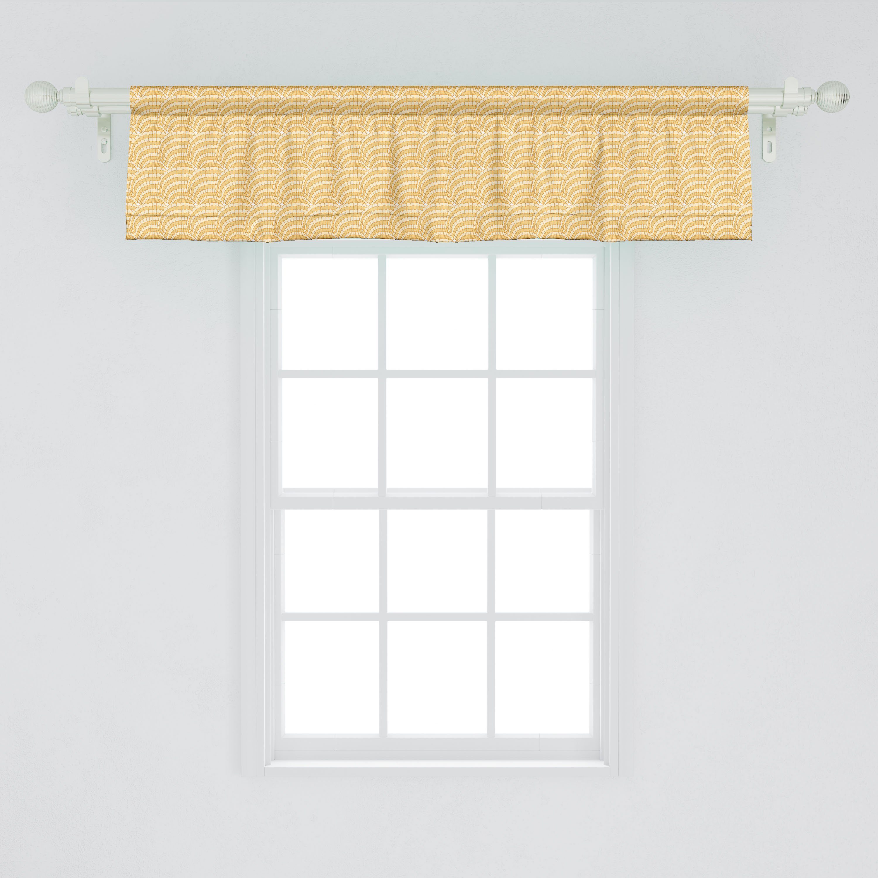 Scheibengardine Vorhang Volant für Küche Microfaser, Muscheln Oriental Pastell Dekor Abakuhaus, Stangentasche, Schlafzimmer mit Ethnisch