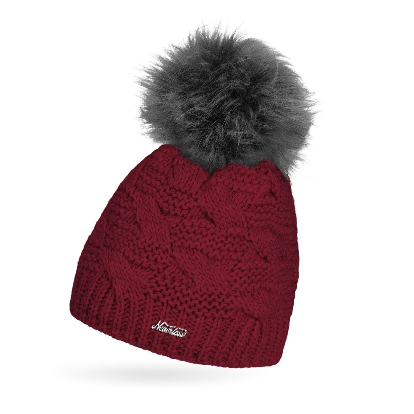 Neverless Bommelmütze Damen Strick-Mütze Winter Grobstrick günstig online kaufen