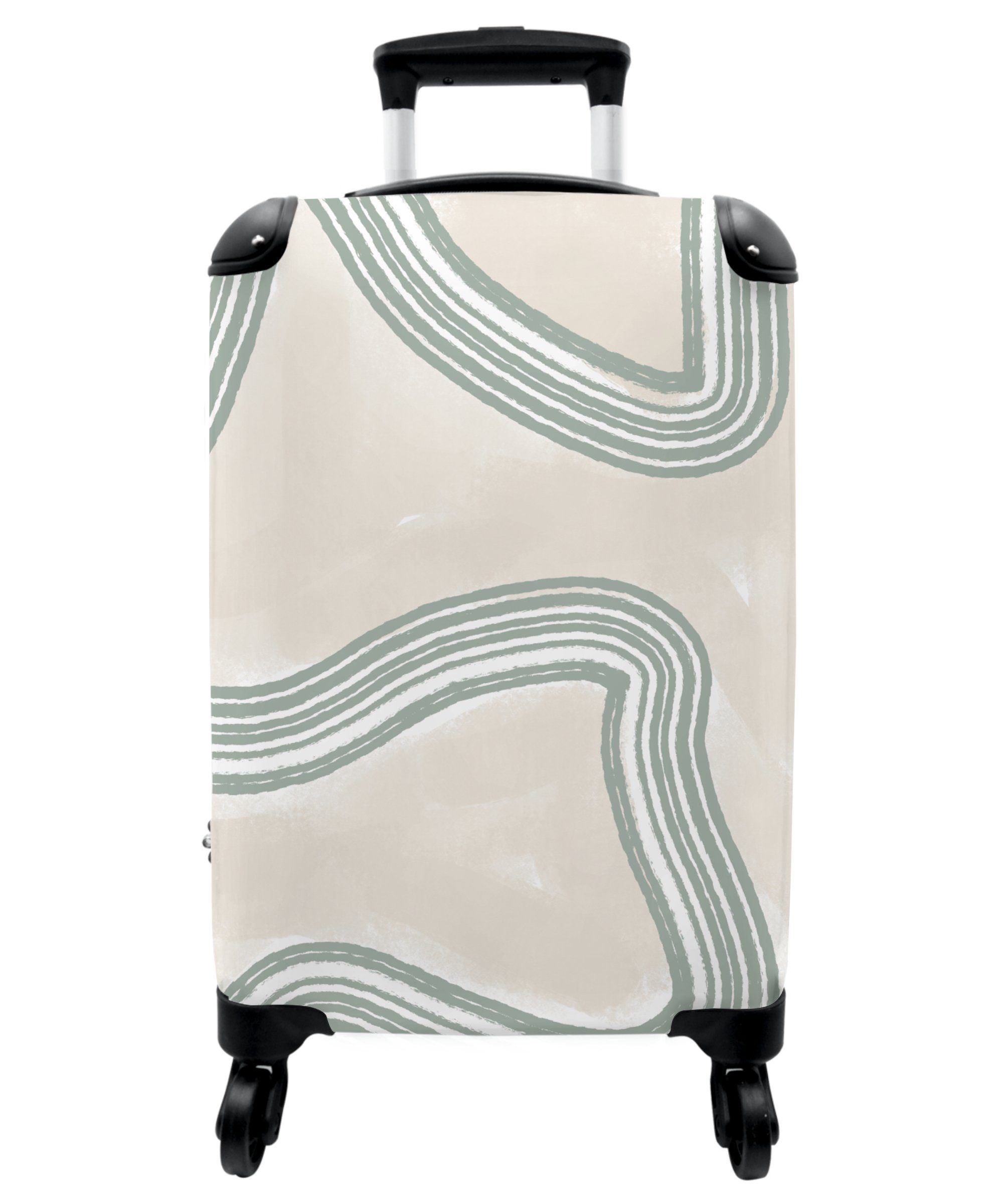 Rollkoffer Linien - mit Kleine Design, Grün Handgepäck - Trolley Weiß Reisekoffer Rollen, Rollen Cabin - 4 4 NoBoringSuitcases.com© - Handgepäckkoffer 55x35x20cm Abstrakt -