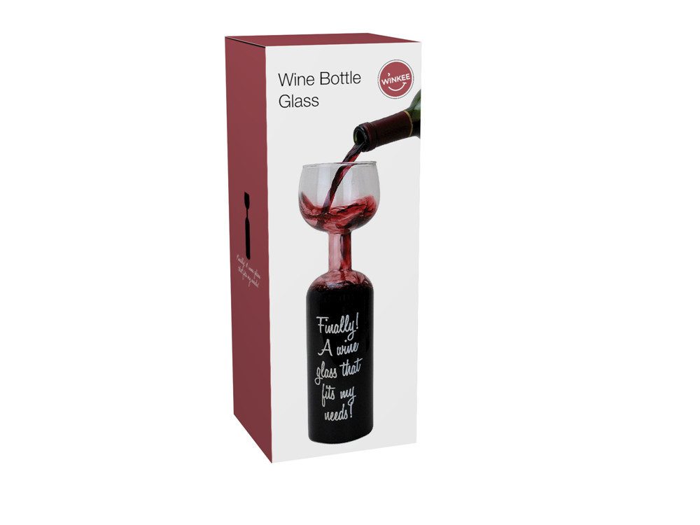 Winkee Weinglas Weinflaschenglas, Glas, für ca. 0,75 Liter, transparent, ca. 30 cm hoch