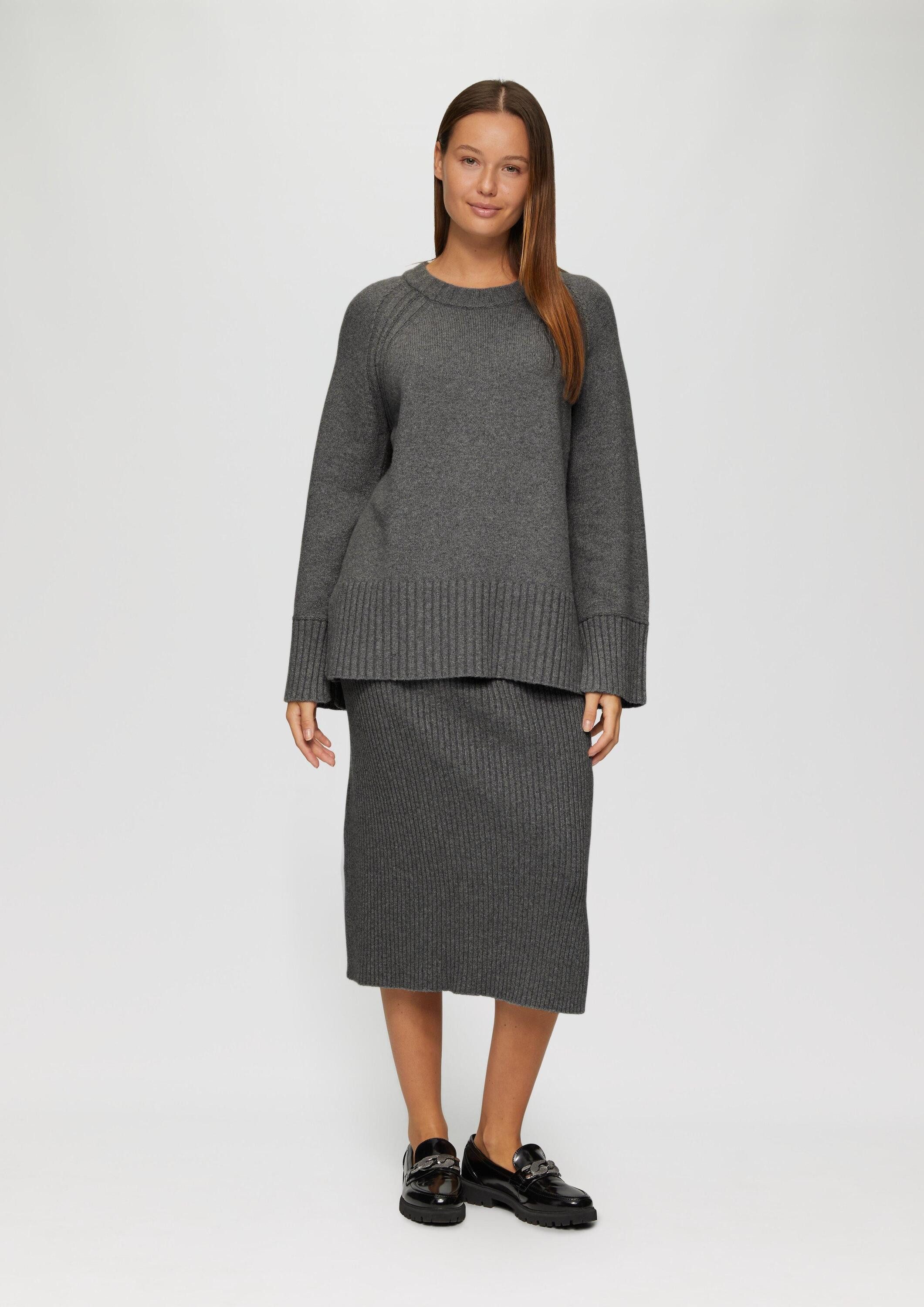 s.Oliver Midirock Rock Elastischer Midi-Strickrock mit Seitenschlitz günstig online kaufen