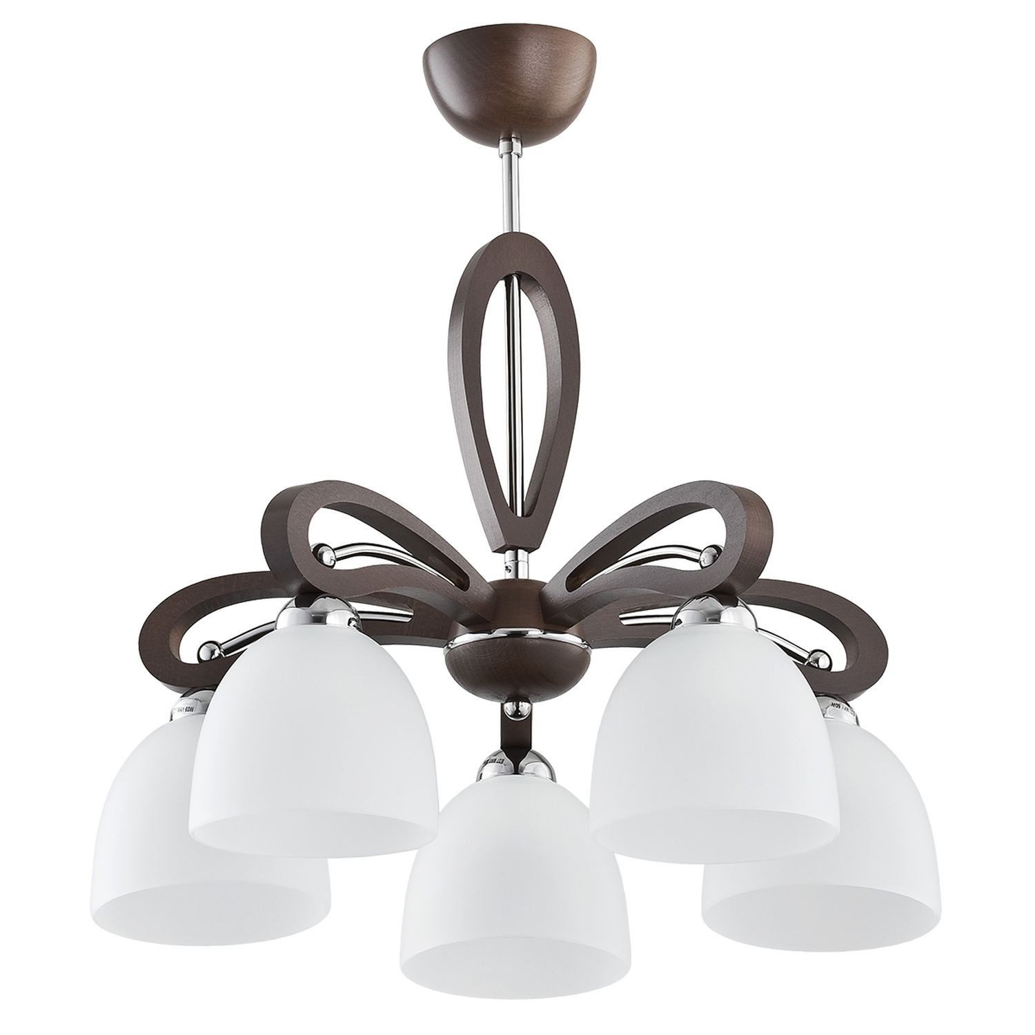 Licht-Erlebnisse Deckenleuchte ENORA, ohne Leuchtmittel, Metall Glas E27 48 cm breit Braun Weiß Chrom Skandinavisch
