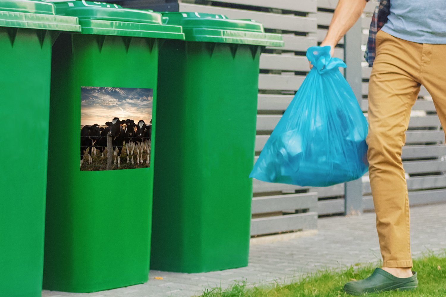 Tiere Bauernhof Wandsticker Mülleimer-aufkleber, Container, Abfalbehälter Sticker, - (1 Kühe Mülltonne, - MuchoWow St),