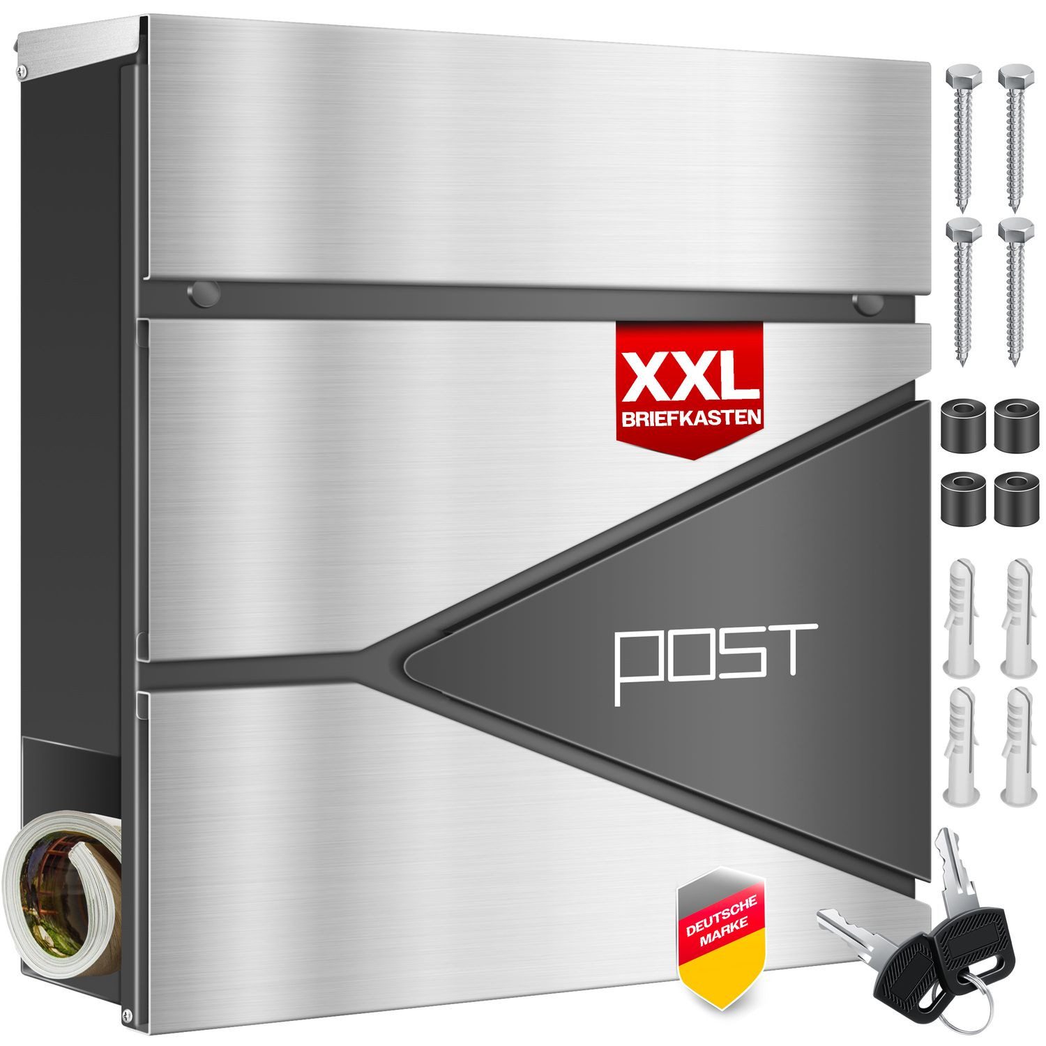 KESSER Briefkasten, mit Zeitungsfach Wandmontage Wandbriefkasten Edelstahl günstig online kaufen
