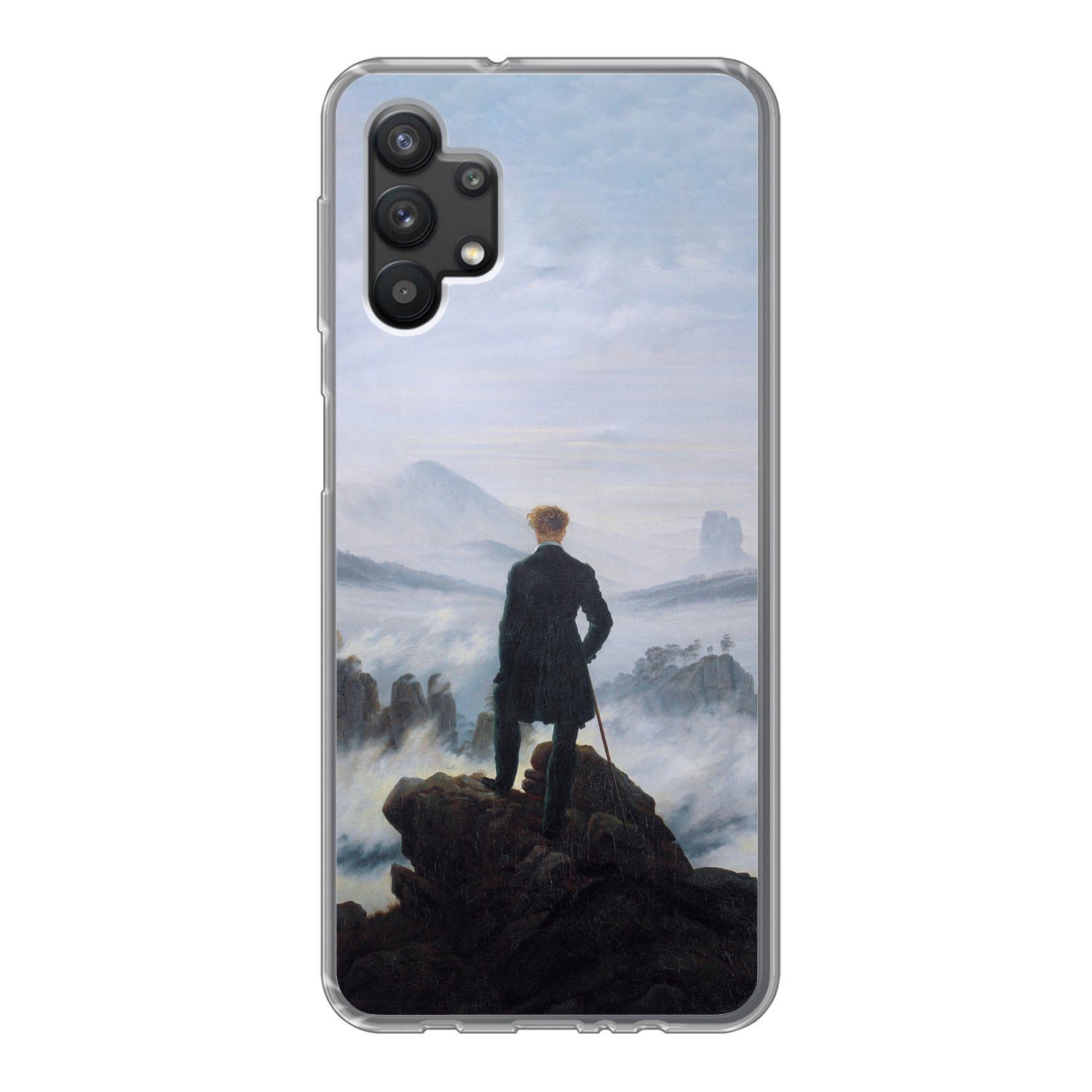 MuchoWow Handyhülle für Samsung Galaxy A32 5G Der Wanderer über dem Nebelmeer - Caspar Dav, Smartphone-Bumper, Print, Handy Schutzhülle Dünn