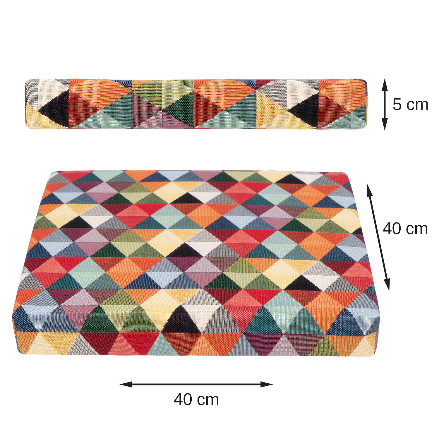 Selfitex Sitzkissen 2er Set bequeme Sitzkissen, 40x40 cm, Höhe 5cm, Stuhlkissen, 2 Sitzauflagen für Stuhl und Bank