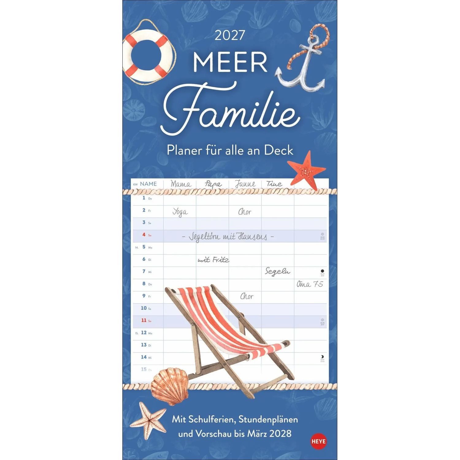 HEYE Wandkalender Meer Familie Familienplaner 2027 - Planer für alle an Deck