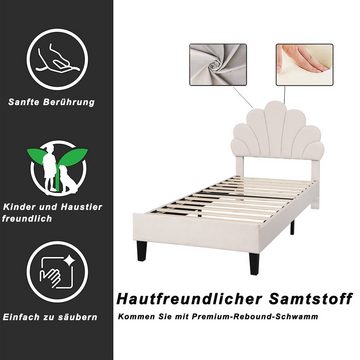 Sweiko Polsterbett, Kinderbett mit verstellbarem Kopfteil, Blumenform-Kopfteil, 90*200cm