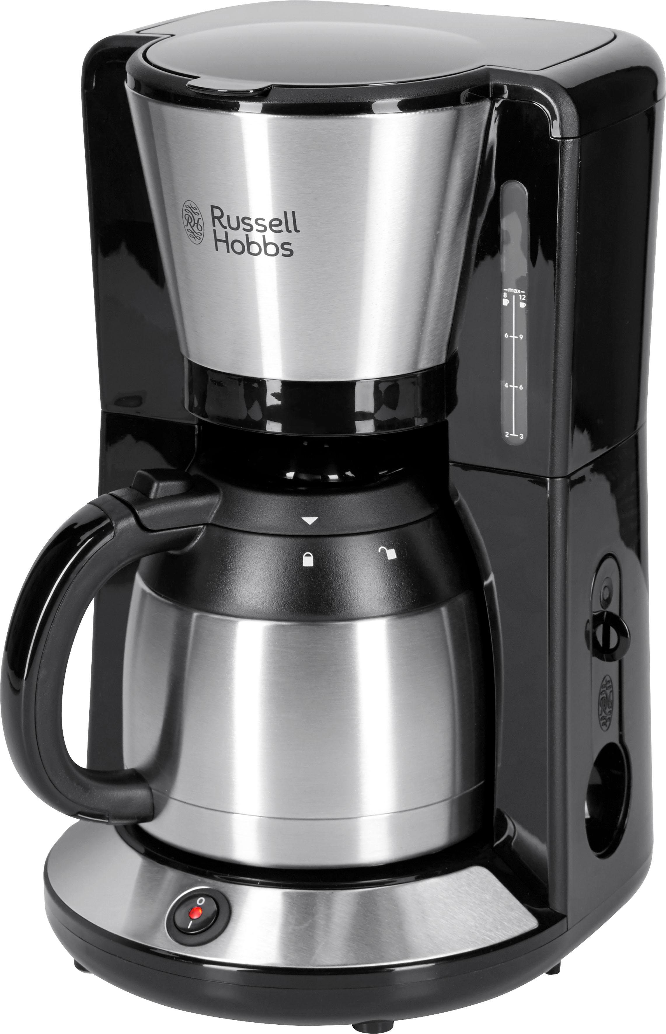 RUSSELL HOBBS Filterkaffeemaschine Adventure 24020-56, 1l Kaffeekanne, Papierfilter 1x4, 1,0l Thermokanne, 1 bis 8 Tassen, Abschaltautomatik, Tropf-Stop, 1100W