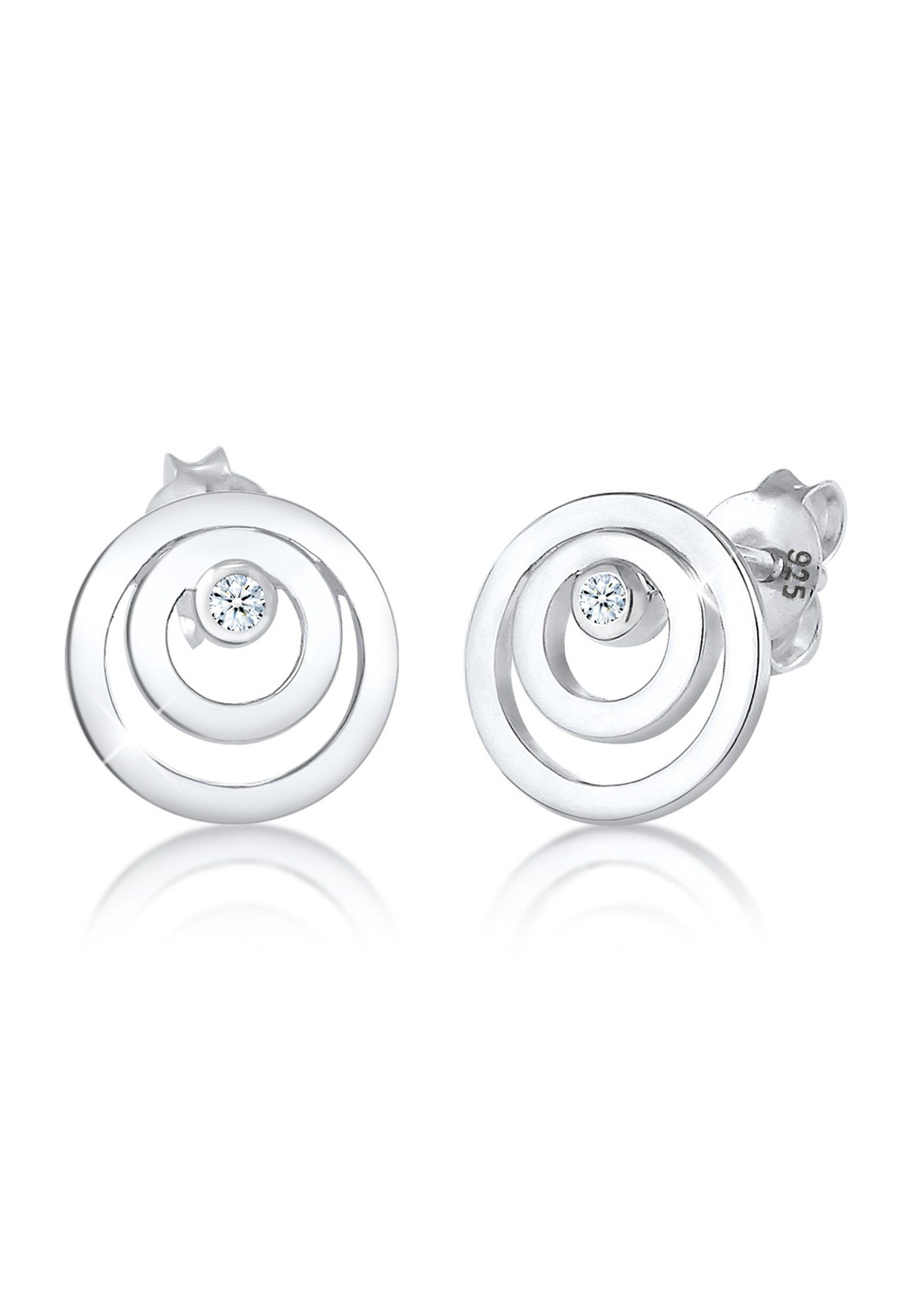 Elli DIAMONDS Paar Ohrstecker Ohrstecker Kreis Diamant Weiß (0.03ct) 925 Sterling Silber