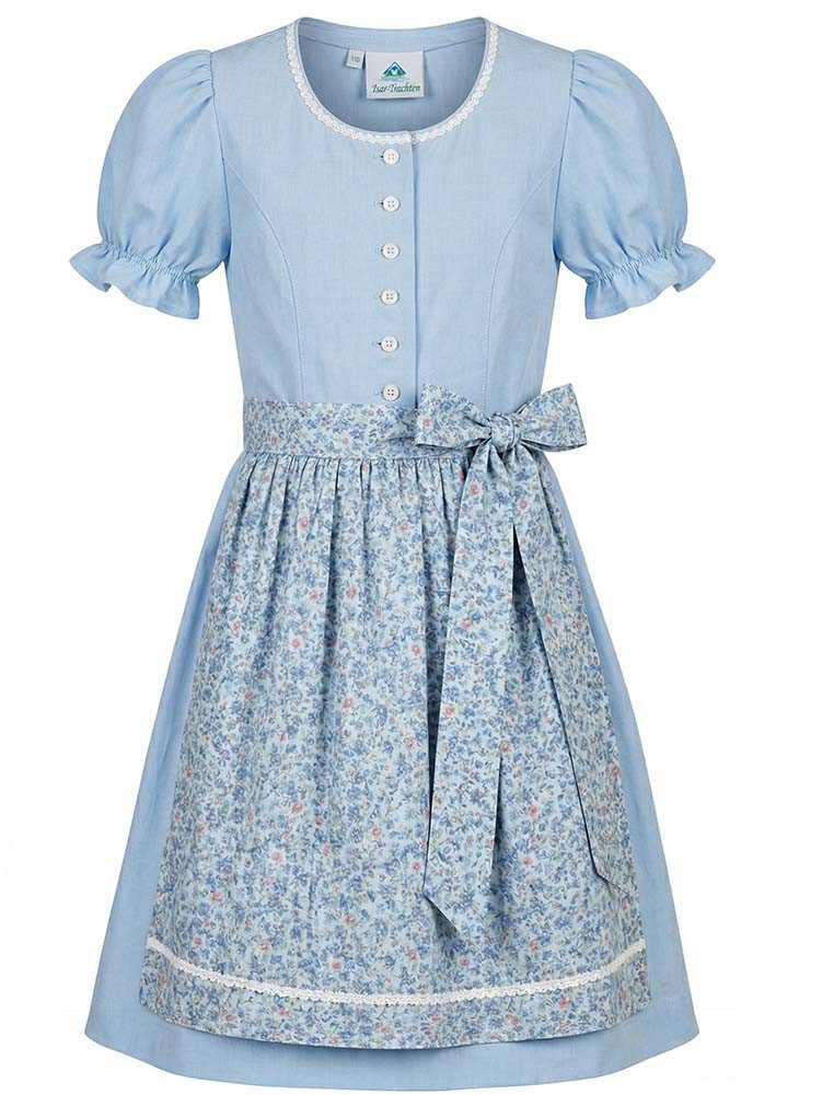 Dirndl Kinderdirndl 63135 hellblau mit Ärmel