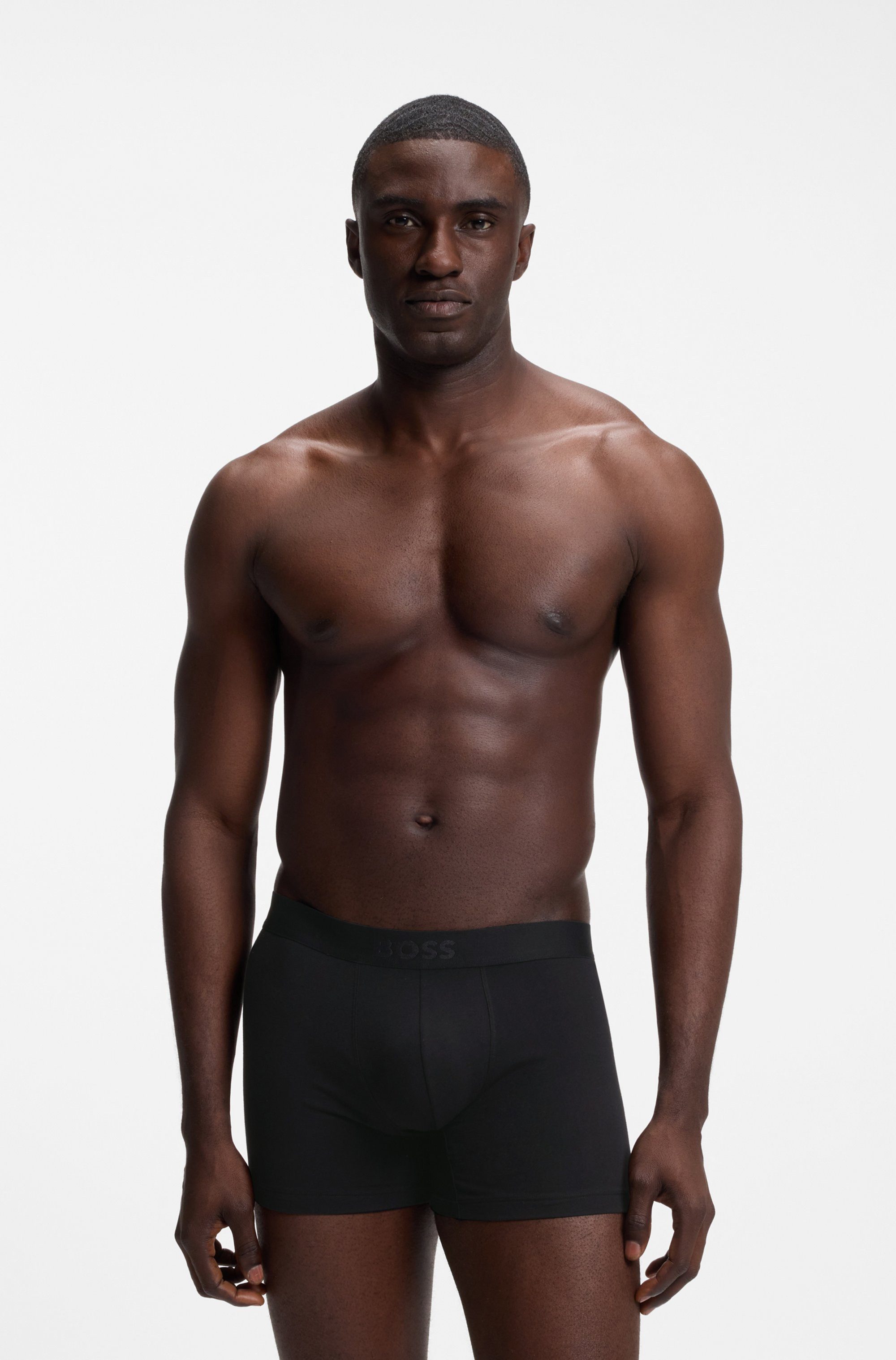 BOSS Boxershorts Boxer Brief 3P BOSS ONE (3-St) elastischer Bund mit Logo, 1x gemustert, 2x uni