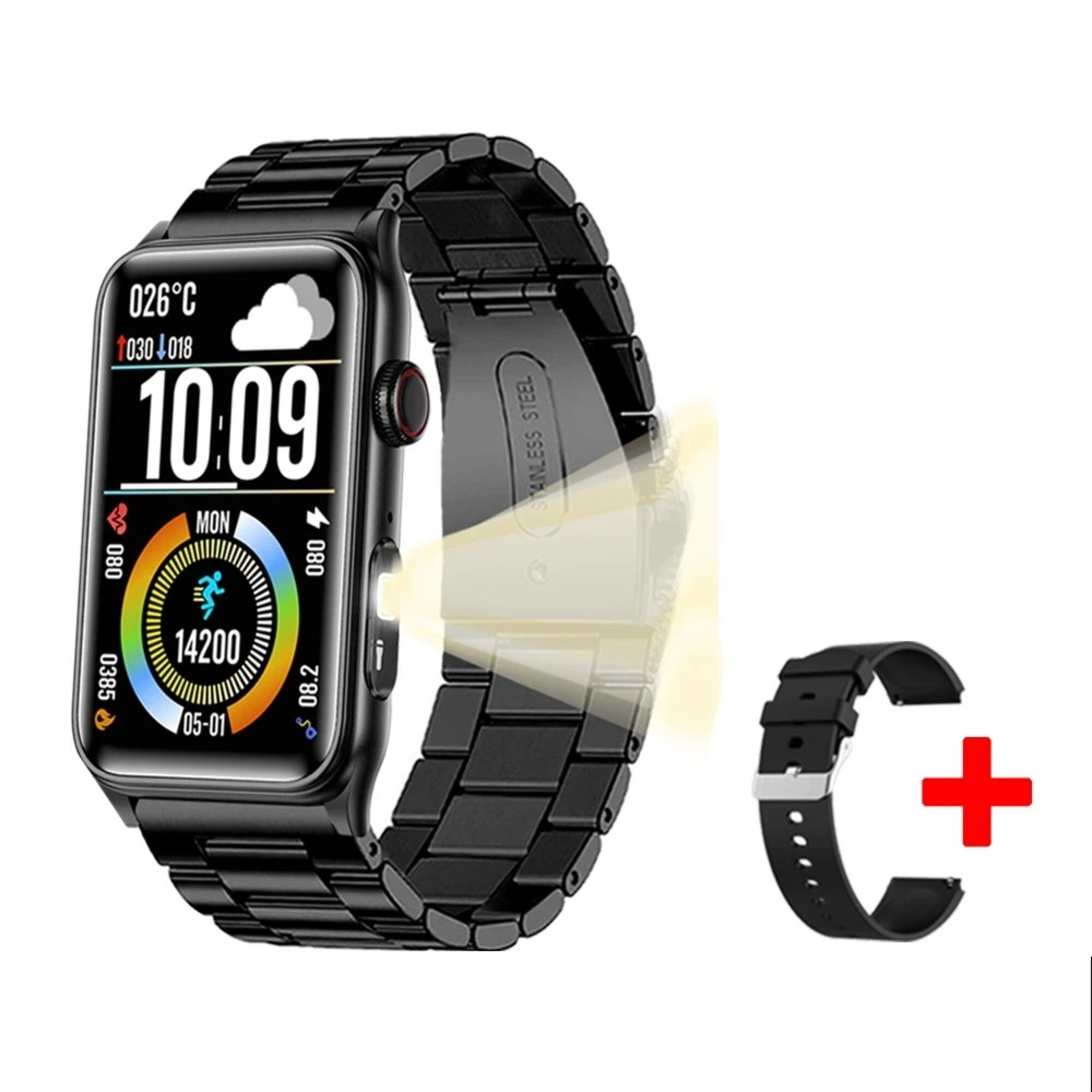 Nagham Ghazal Aswad Smartwatch AMOLED Bildschirm Sport Bluetooth Anruf 2025 Smartwatch (3cm cm/1.57 Zoll)