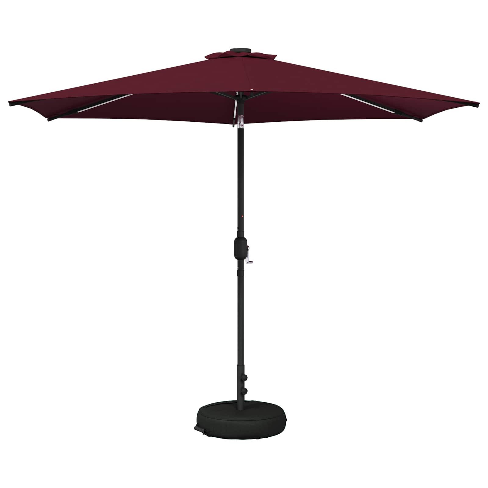 vidaXL Sonnenschirm Gartenparasol mit LED-Lichtern und Sockel 300 x 300 cm