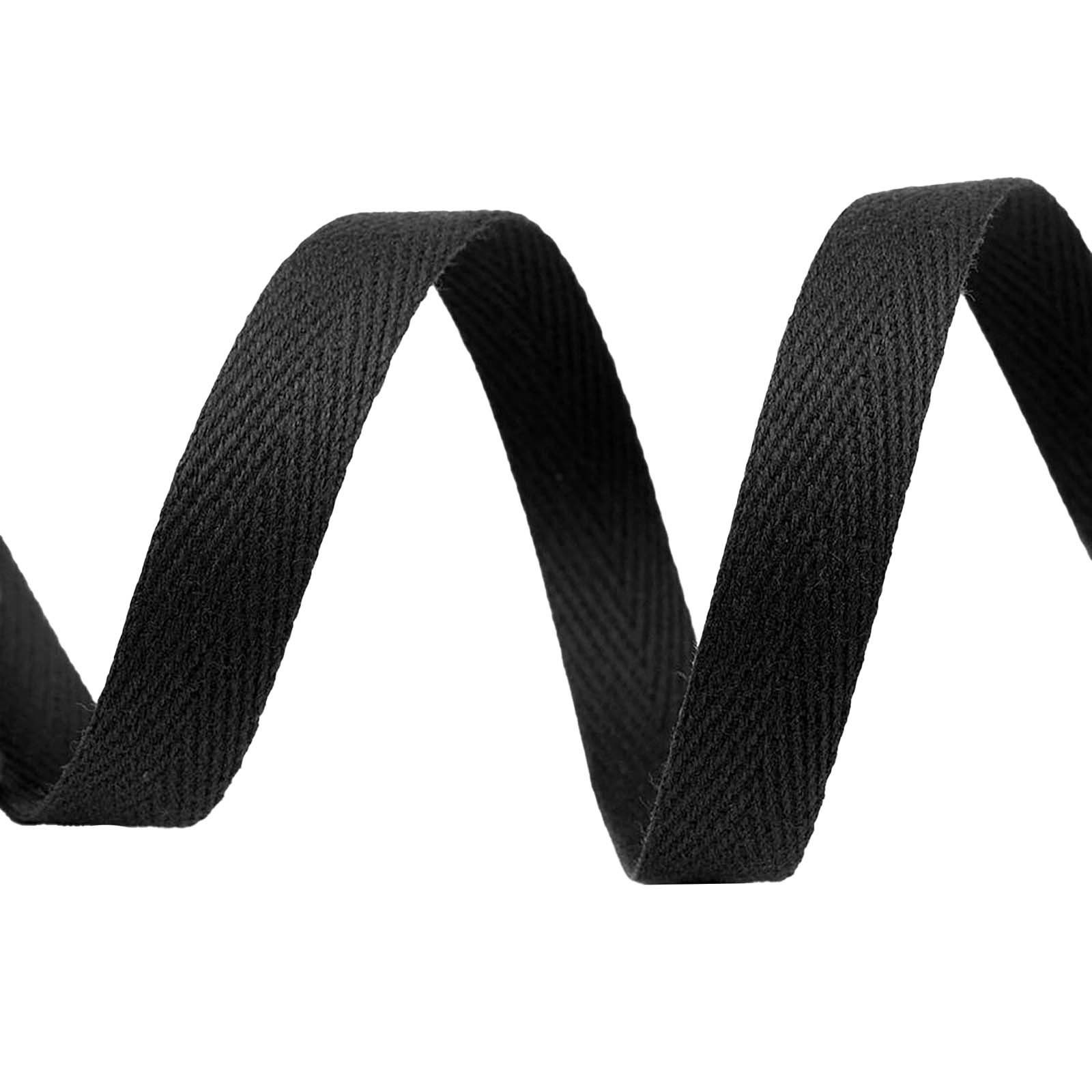 maDDma Webband 50m Köperband 10mm breit Einfass- Nahtband Gurtband Baumwollband, schwarz