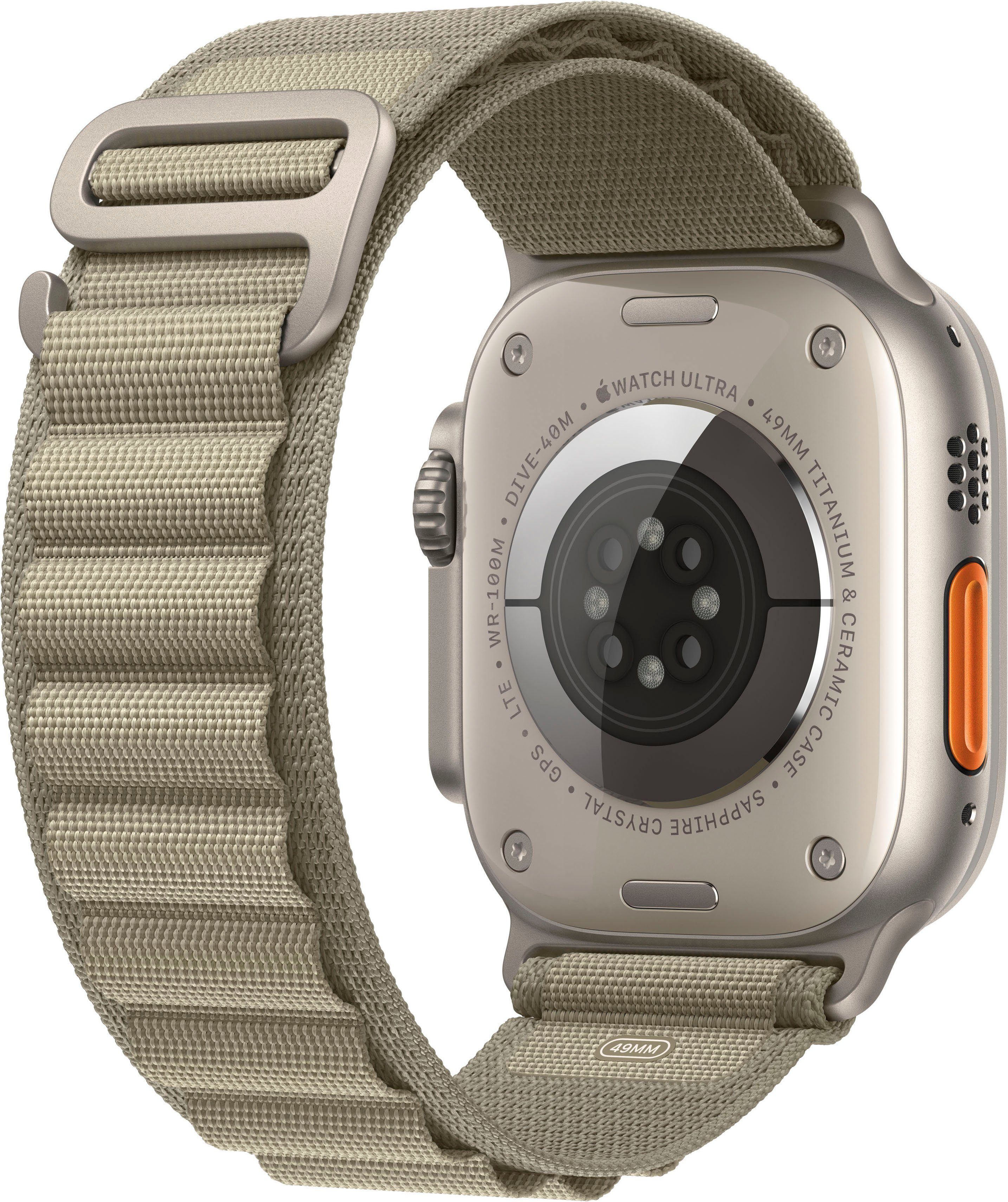 | Ultra Titanium olive 10), 49 Apple mm GPS Zoll, Titanium/Olive Alpine Smartwatch OS Medium Watch Alpine + cm/1,92 Watch (4,9 Loop Cellular 2