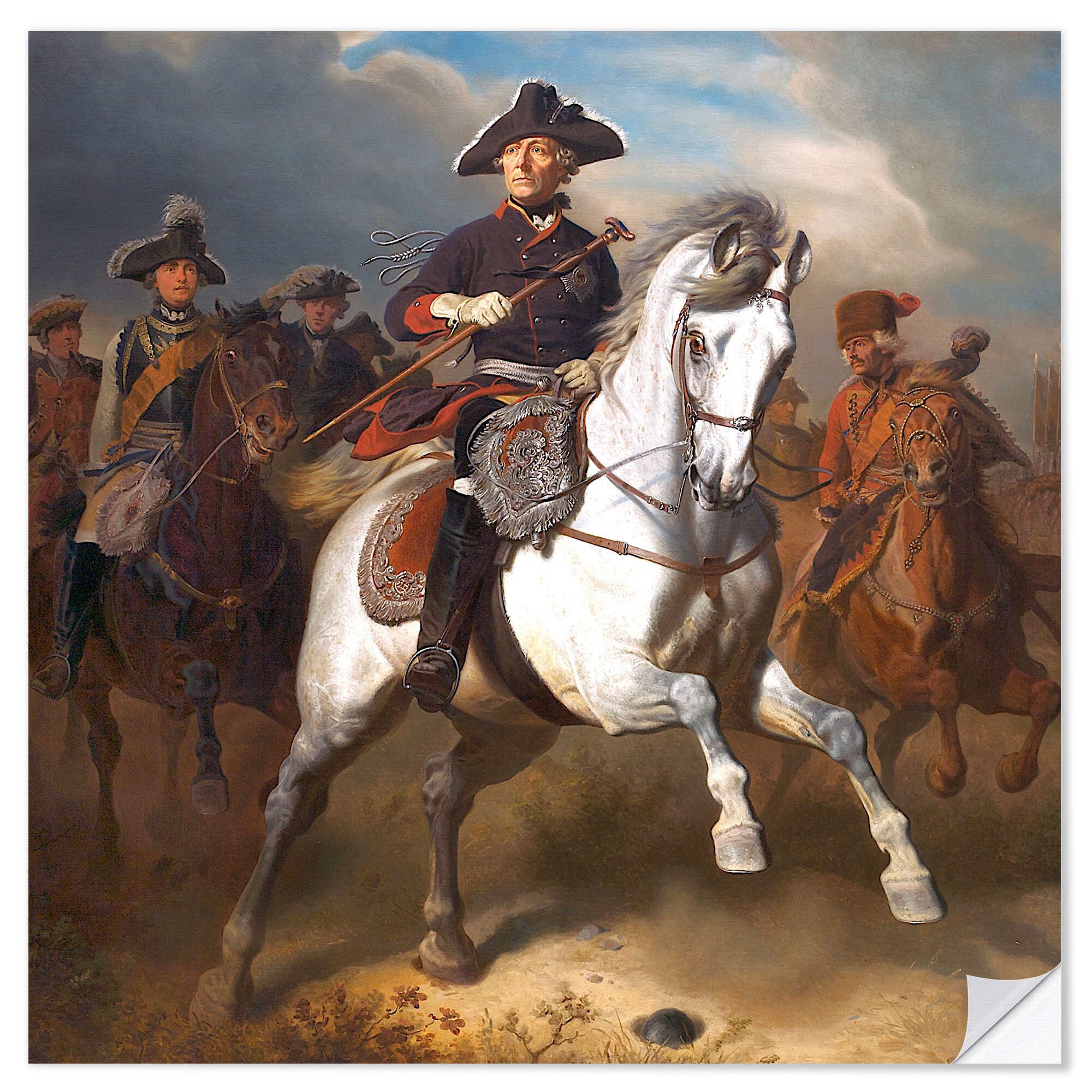Posterlounge Wandbild Friedrich der Große zu Pferde, Wilhelm Camphausen, erhältlich als Poster, Leinwandbild, Wandsticker oder Acrylglasbild