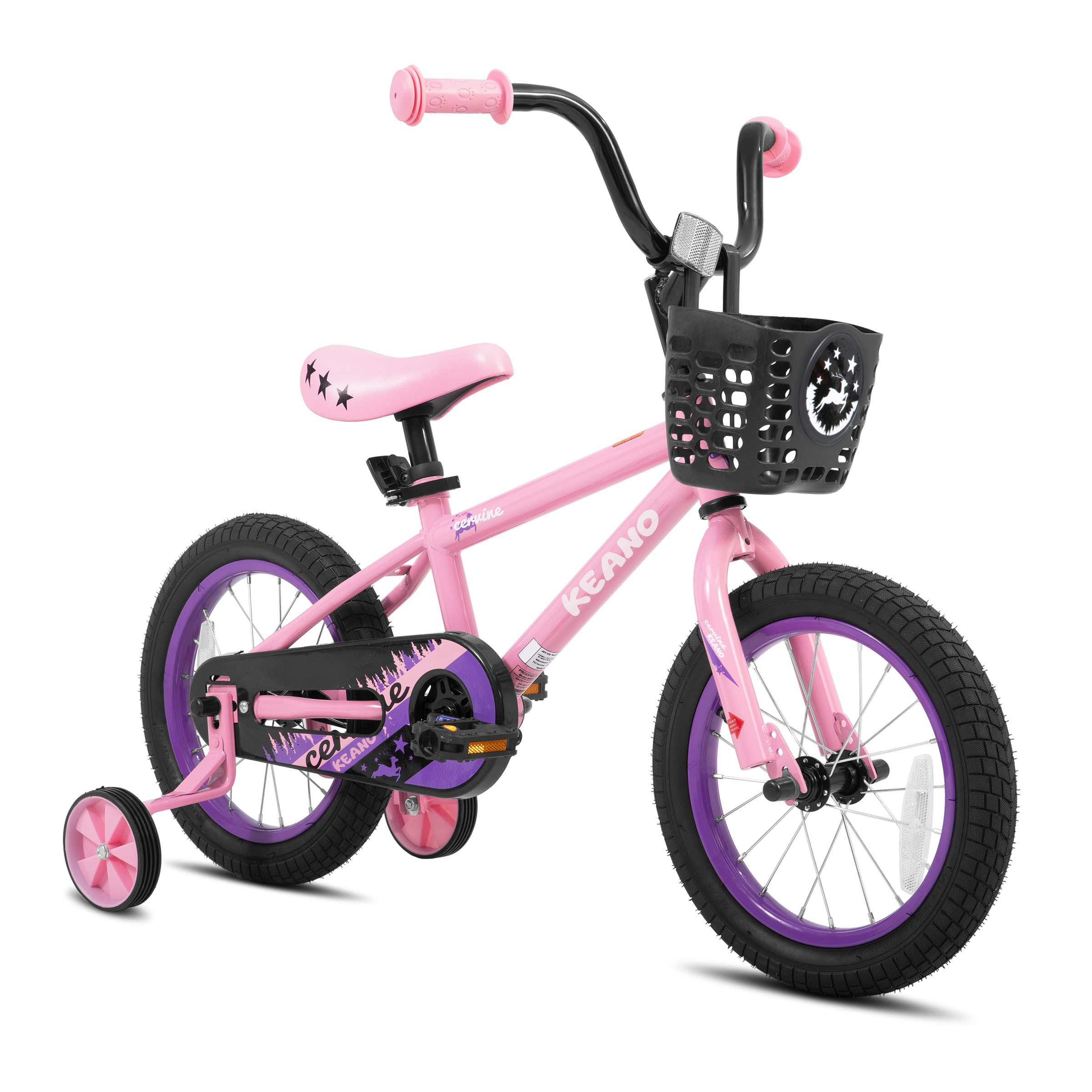 JOYSTAR Kinderfahrrad 14/16 Zoll fahrrad für 3-8 Jahre Jungen,Mädchen,Geschenke für Kinder, Mit Stützrädern, Korb, geschlossenem Kettenschutz und bunten Graffitis