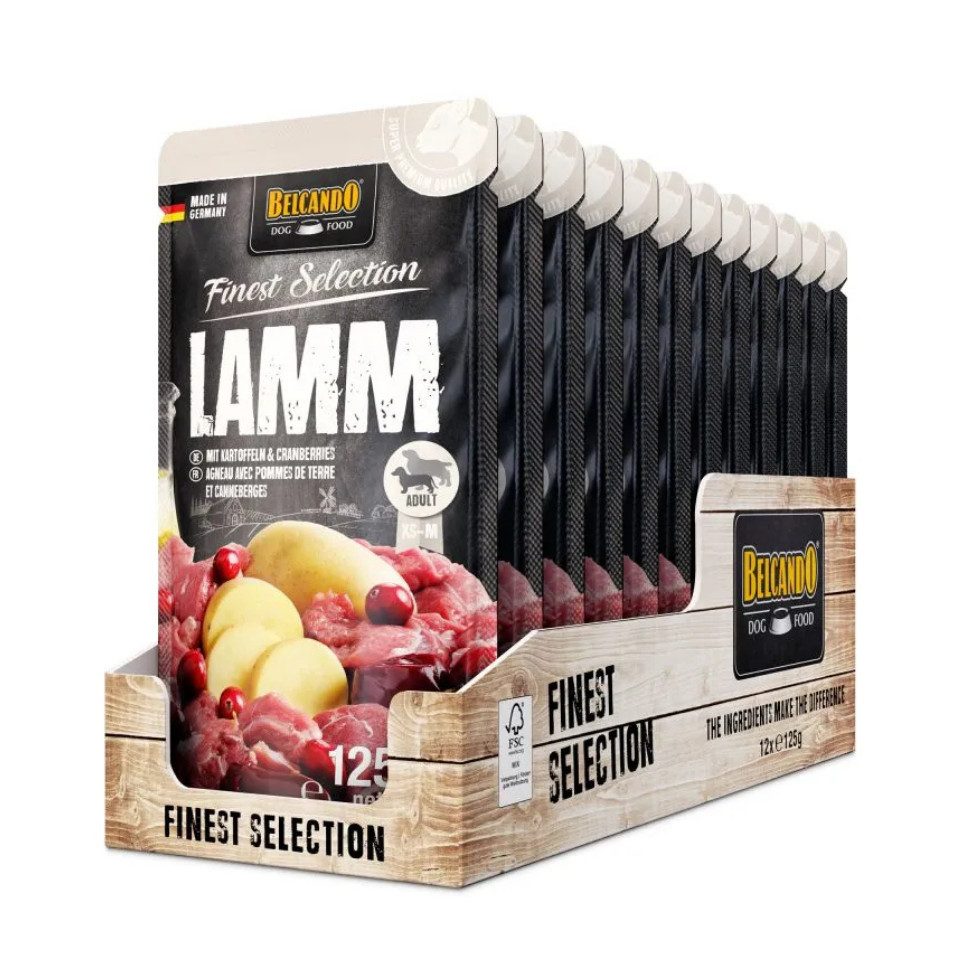 Belcando Lamm mit Kartoffeln & Cranberries - Nassfutter in Frischebeuteln 12x125g, Nassfutter für: Hunde