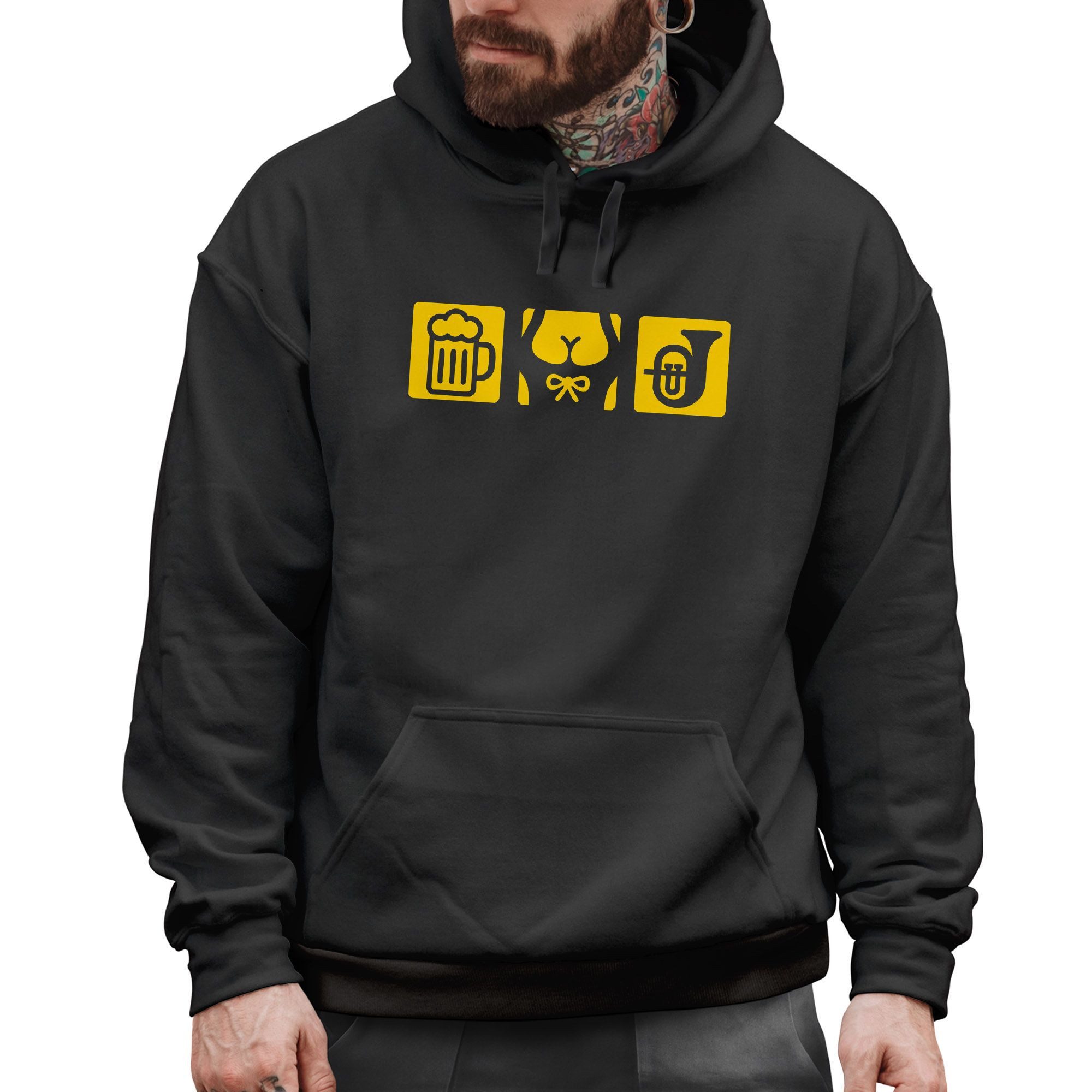 MoonWorks Hoodie Hoodie Herren für das Oktoberfest Maßkrug Dirndl Horn Symbole Ersatz