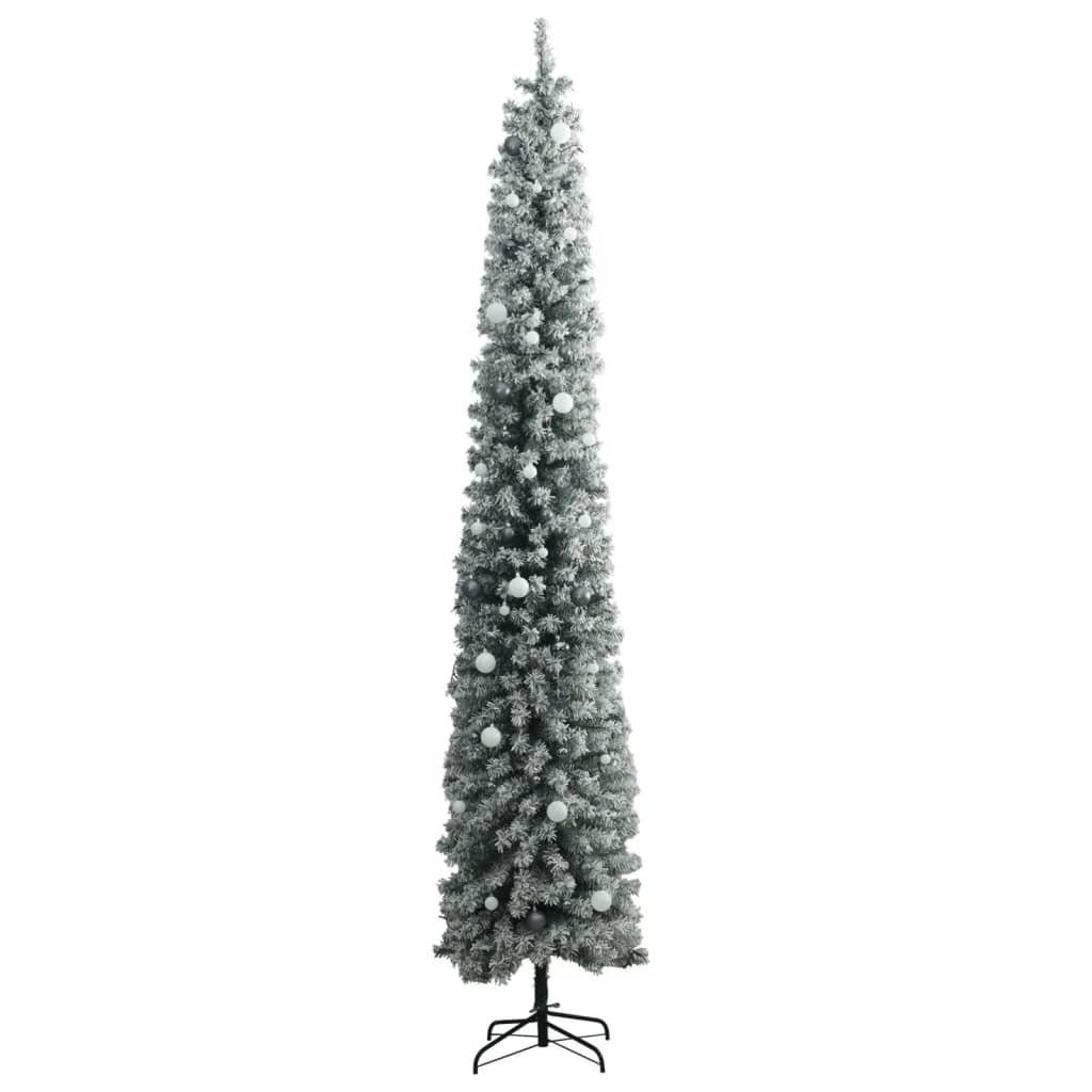 vidaXL Künstlicher 300 270 cm LEDs Schnee Schlank Weihnachtsbaum Kugeln Weihnachtsbaum mit