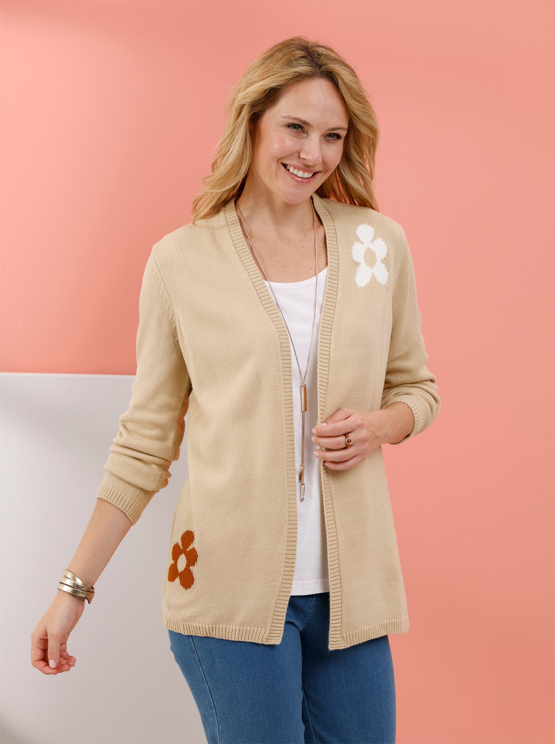 Sieh an! Strickjacke Strickjacke Langarm Intarsien, Jersey