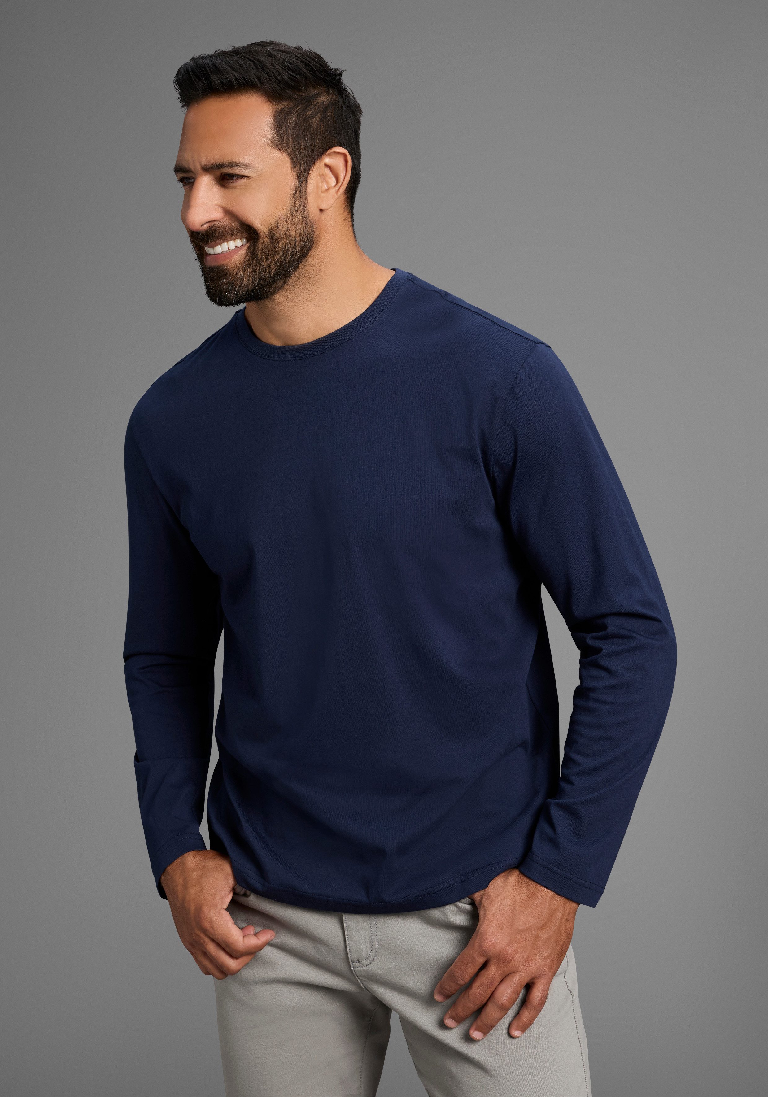 Man's World Langarmshirt neue Farbe ! (3er-Pack) Langarm, unifarben, aus Ba günstig online kaufen