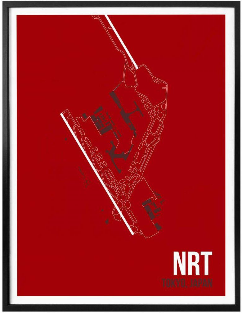 Wall-Art Poster Wandbild Tokyo, Bild, NRT (1 St), Grundriss Wandposter Grundriss Wandbild, Poster