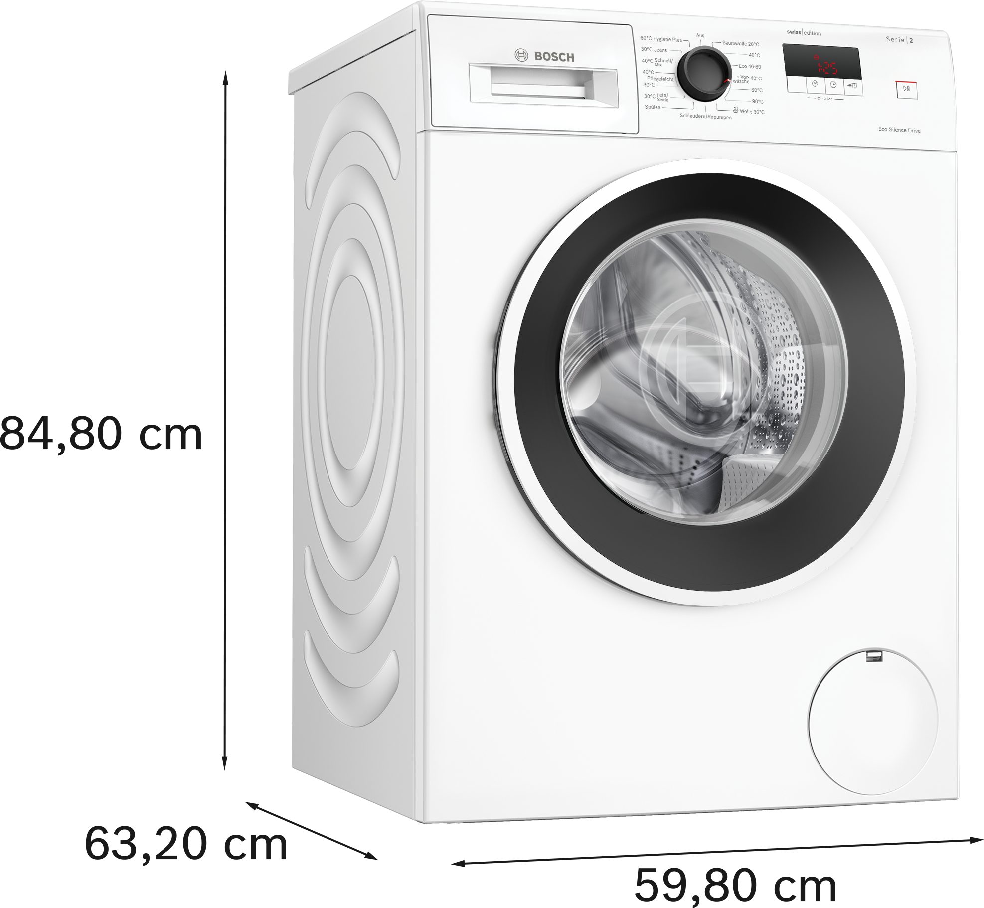 BOSCH Waschmaschine Serie 2 WGE0240V, 7 kg, 1400 U/min, Active Water Plus, Zeiterparnis durch Speed Perfect, LED-Display – Bild 5 von 5