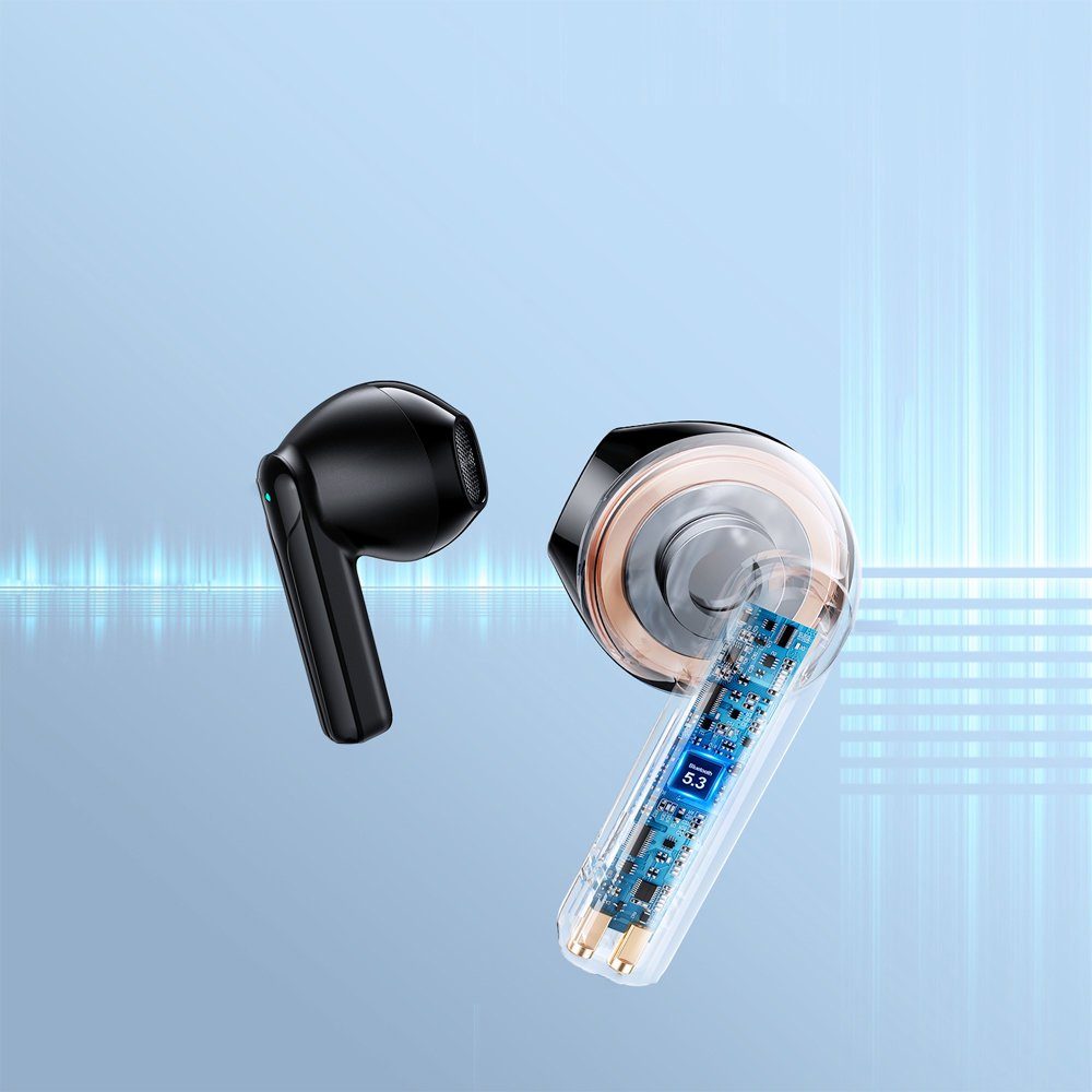 JOYROOM TWS Kopfhörer (Bluetooth, IPX4 Stunden, % Wasserdicht ENC (70 Lautstärke), 5.3, Stunden Sprechzeit: Musikhördauer: 48 Bluetooth Entfernung: Bluetooth-Version: Wasserdicht: 10m) IPX4, % Stunden (70 Control, 5.3 4 Touch Bluetooth-Kopfhörer 6 Lautstärke), Standby-Zeit: Kabellos Bluetooth 5.3, Schwarz