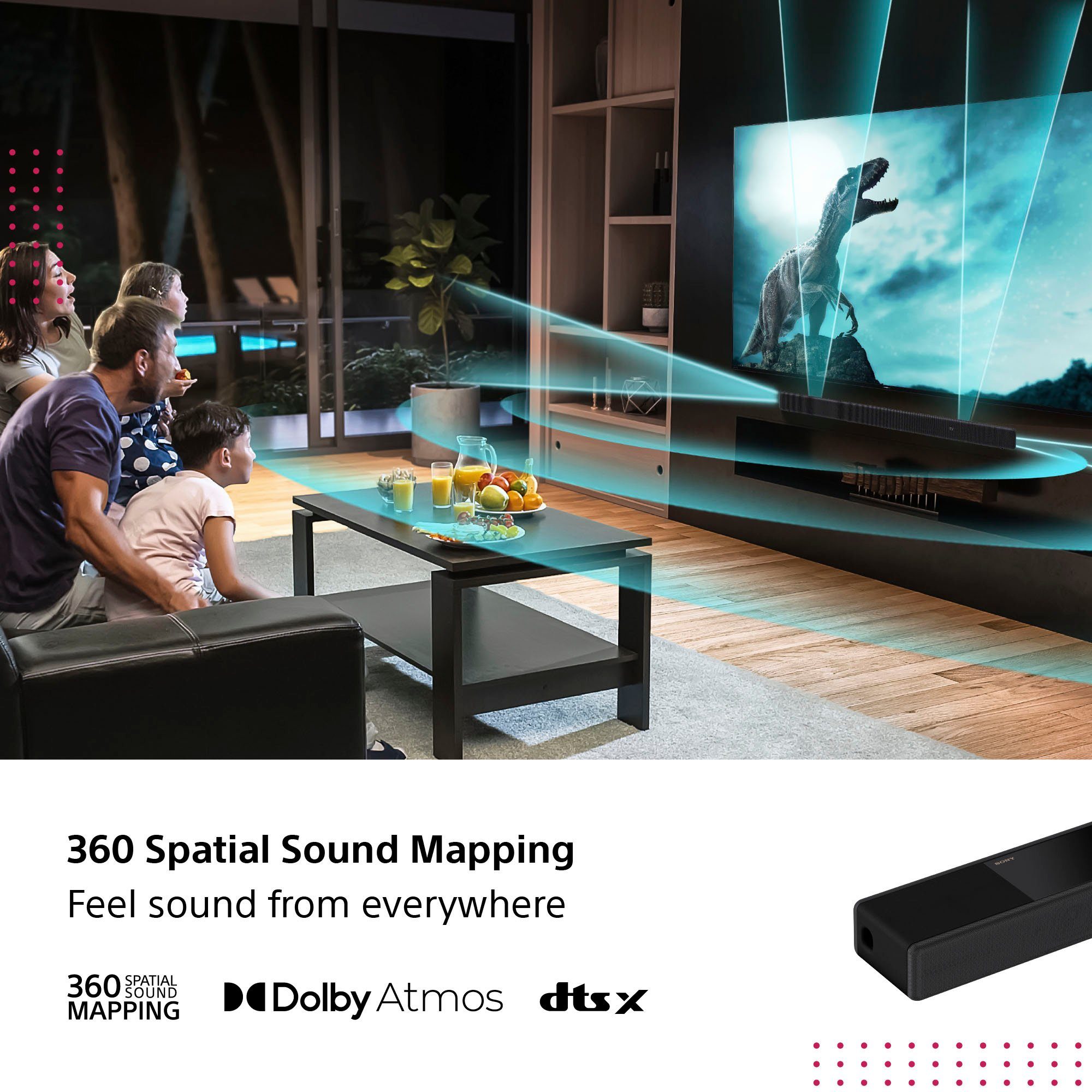 Sony Sync, High-Res (Ethernet), Gesamtleistung) HT-A7000 (WiFi), 500W 7.1.2 HDMI, Audio, Soundbar (Bluetooth, Acoustic LAN WLAN Center