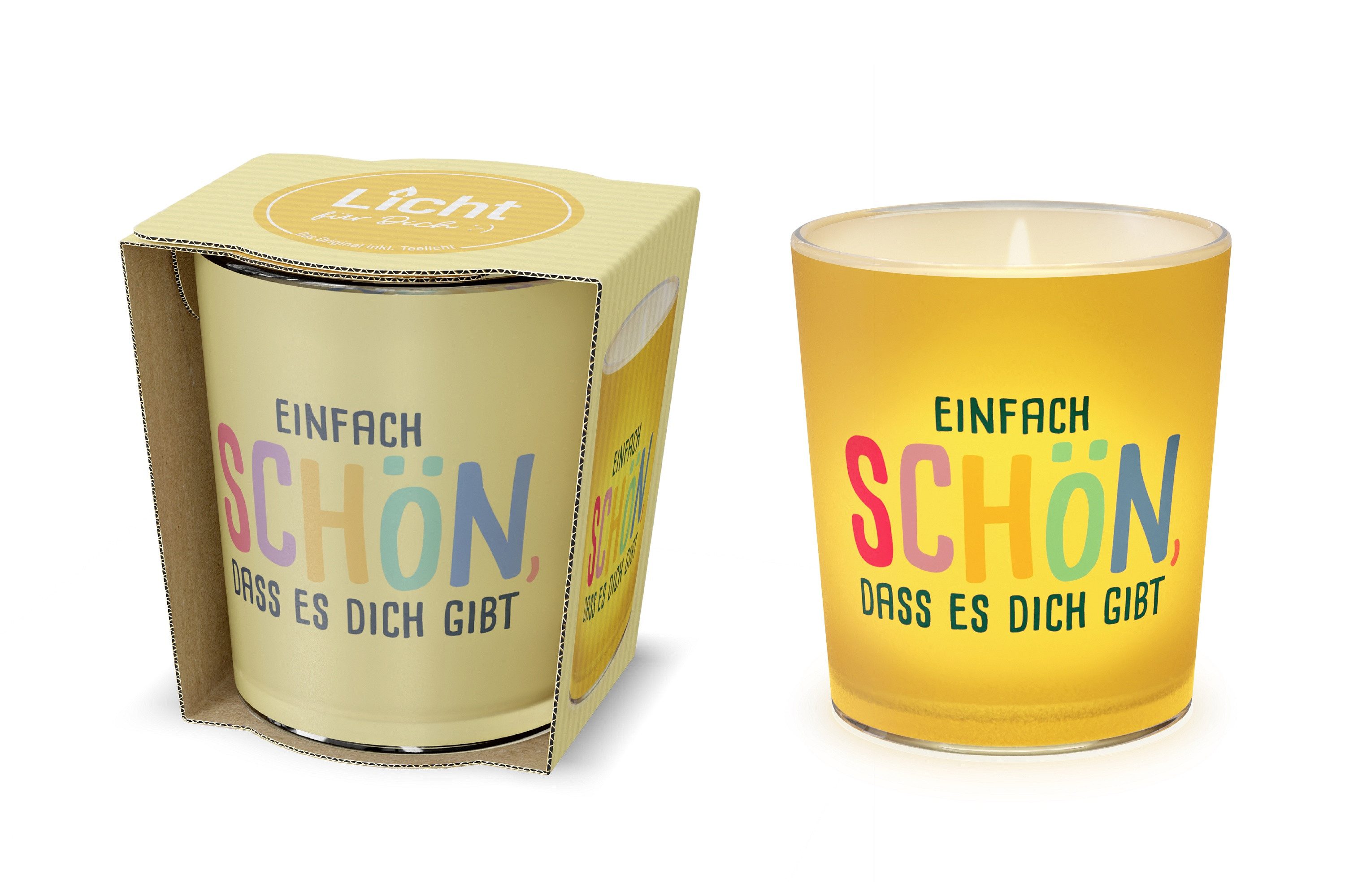La Vida Teelichthalter Windlicht Glas Teelichthalter Teelicht Geschenk la vida Gelb 6402721
