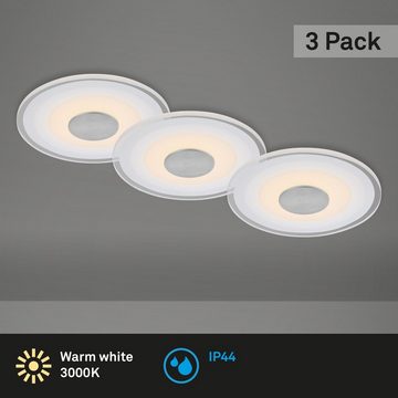 Briloner Leuchten LED Einbauleuchte 7043-039, LED fest verbaut, Warmweiß, 3er Set, aluminiumfarbig, warmweiß, IP44, 10cm