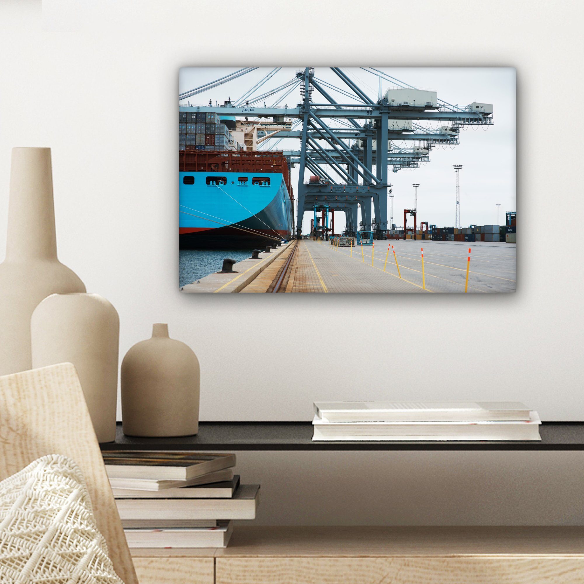 Frachtschiff im OneMillionCanvasses® Wanddeko, Leinwandbild St), cm Leinwandbilder, (1 30x20 Wandbild bereit Aufhängefertig, Hafen,