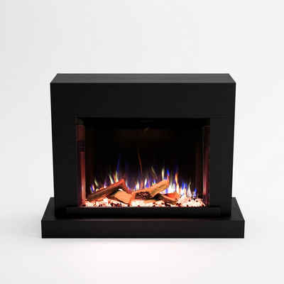 GLOW FIRE Elektrokamin PR4 E-Motion 3D, Elektrischer Kamin mit 3D Feuer mit Heizung, täuschend echte Flamme mit Heizung, 3 Dekorationen