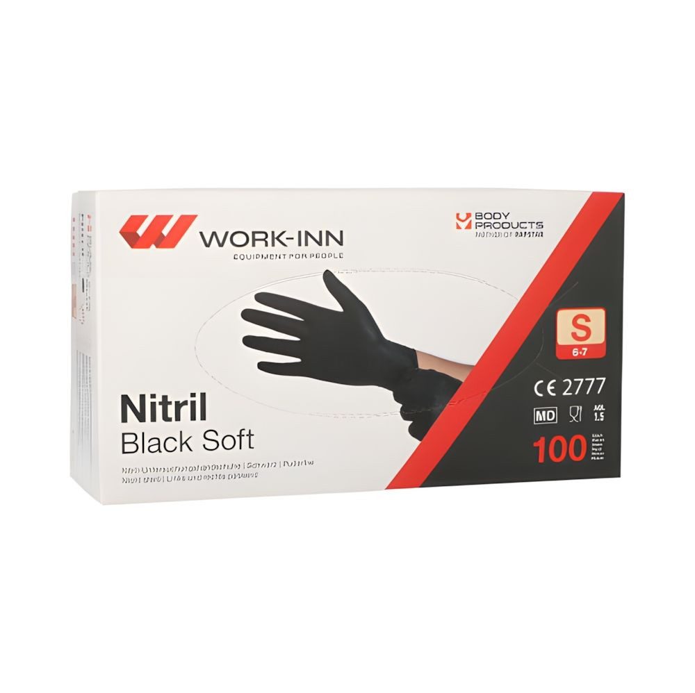 Work-Inn Einweghandschuhe 1000x WORK-INN Nitril puderfrei Black Soft schwarz Größe S