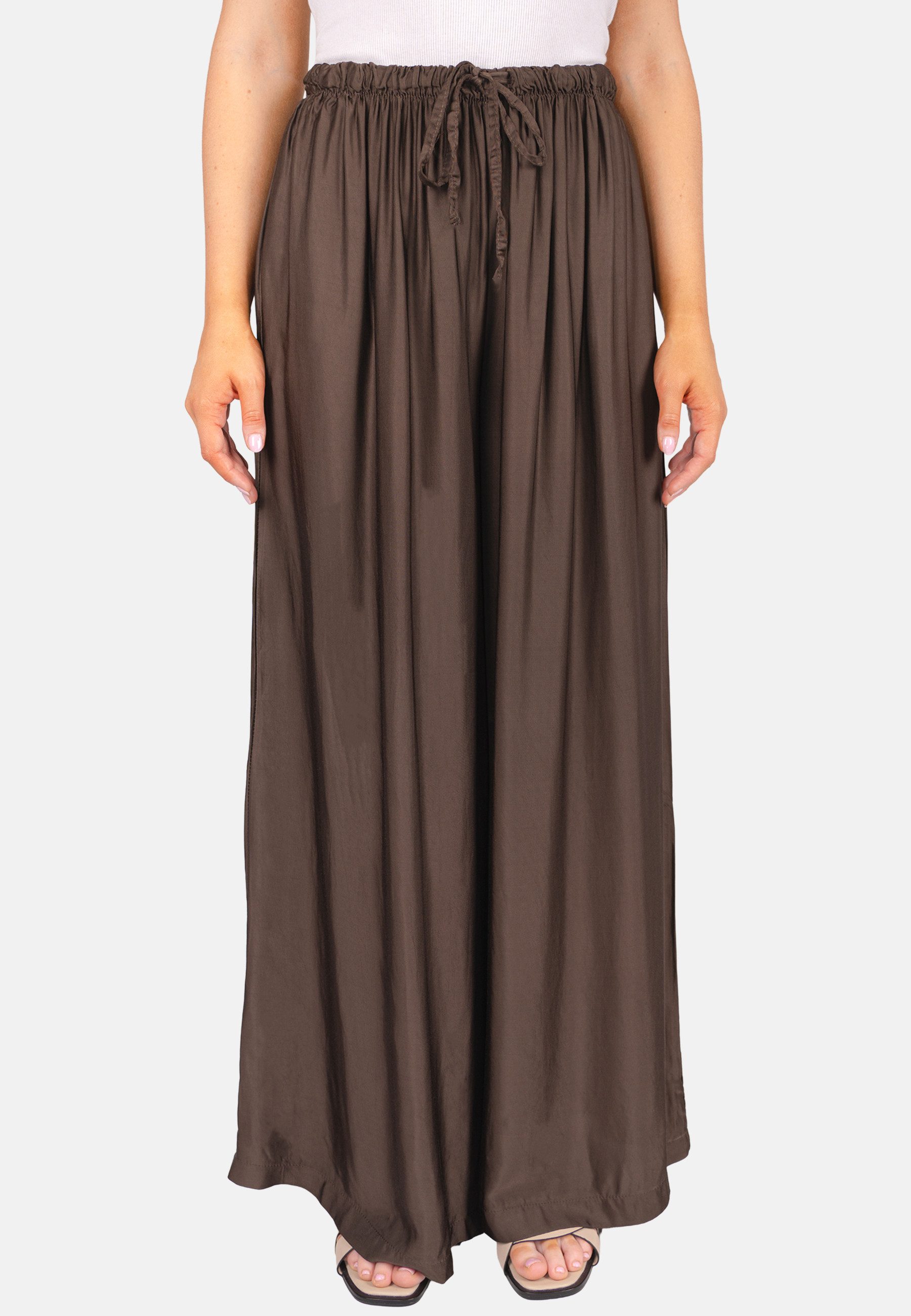 Seasons of April Palazzohose BIANCA (1-tlg) Satinhose Damen Weit Palazzo Glänzend Marlenehose Amora Bindeband