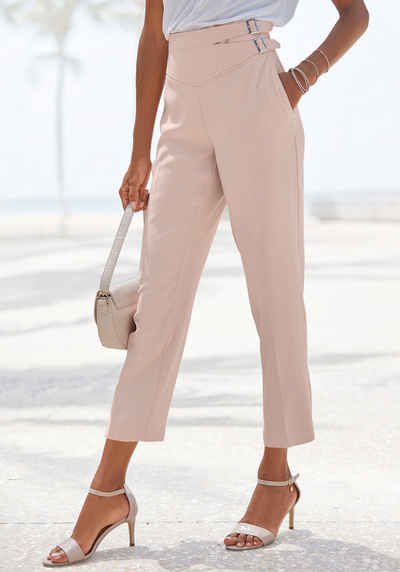 LASCANA 7/8-Hose mit Zierschnallen am Bund, elegante Stoffhose, Business-Look