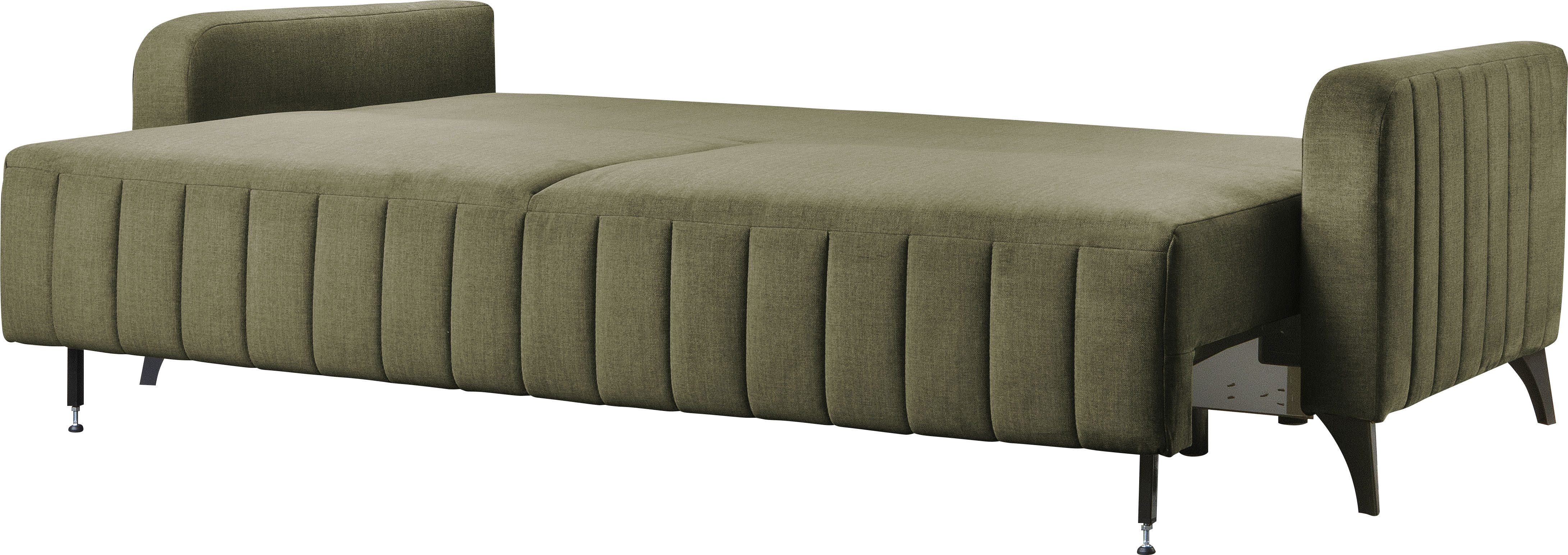 exxpo - sofa fashion 3-Sitzer Grande, Schlafsofa, Dauerschläfer, Microvelours-Bezug, Breite 222cm, mit Bettfunktion und Bettkasten, komfortabler Federkern