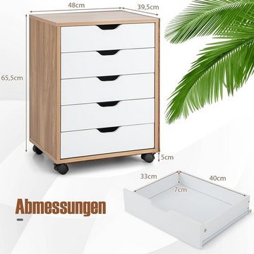 KOMFOTTEU Rollcontainer Aktenschrank, mit 5 Schubladen, aus Holz