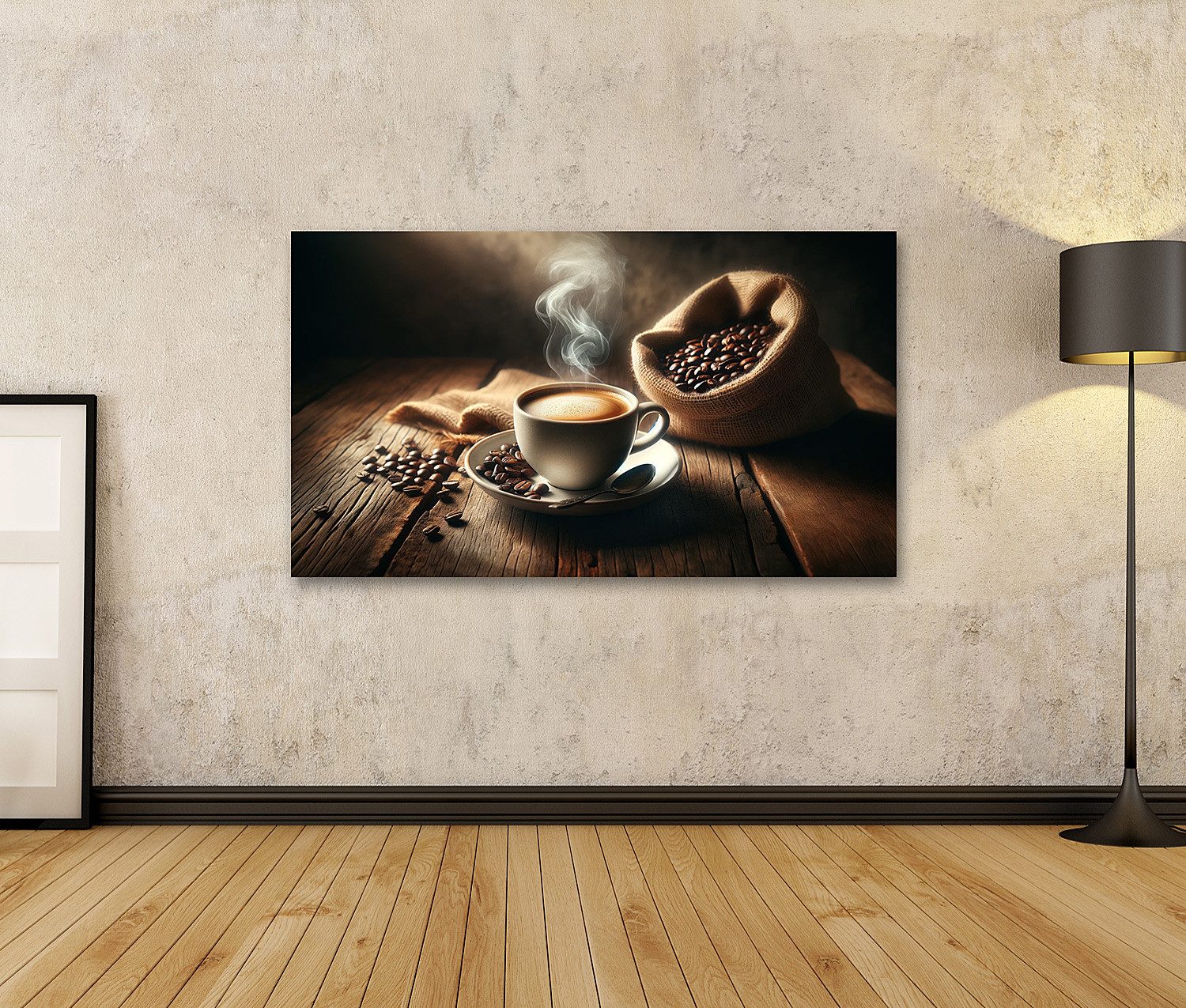 islandburner Leinwandbild Dampfende Kaffee cremige Oberfläche Untersetzer günstig online kaufen