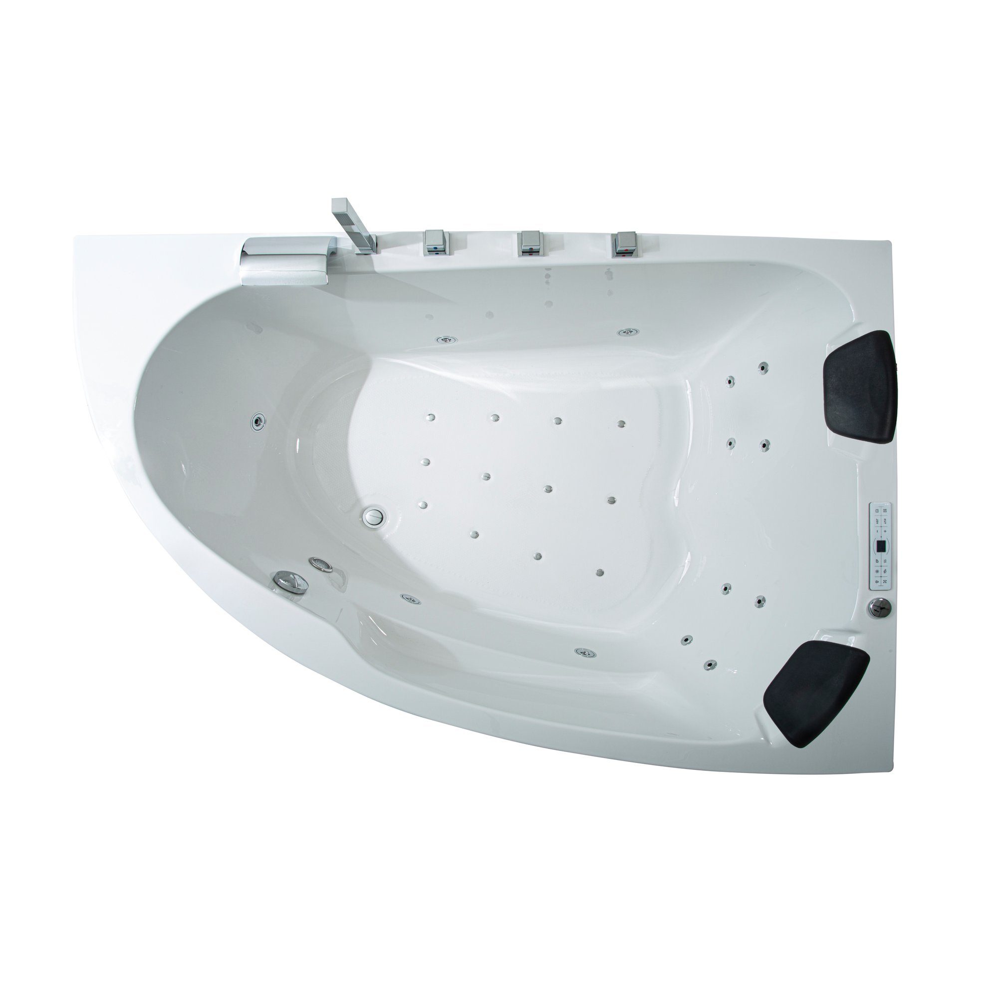 Basera® Whirlpool-Badewanne CLASSIC Indoor Eck-Whirlpool Badewanne Guam Re. 180x130cm für 2 Pers., (Komplett-Set), mit 25 Massagedüsen, Wasserfall, LED, Touchpanel, Bluetooth und Radio