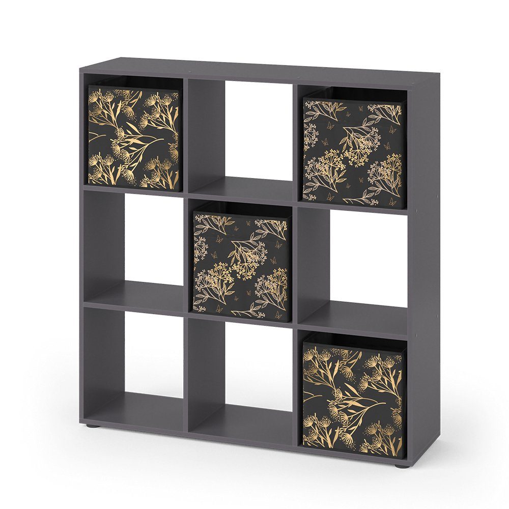 Vicco Raumteiler Nove, Schwarz, 104 x 108 cm mit 4 Faltboxen opt.1, 1-tlg.